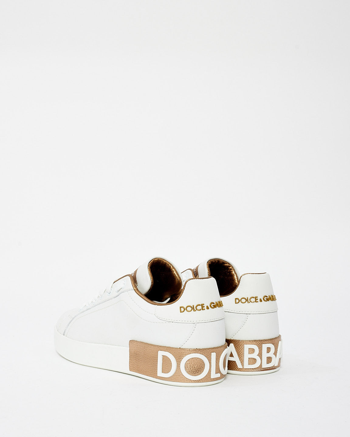 Dolce 
Gabbana White 
Gold Portofino Low Top Sneakers - 38.5