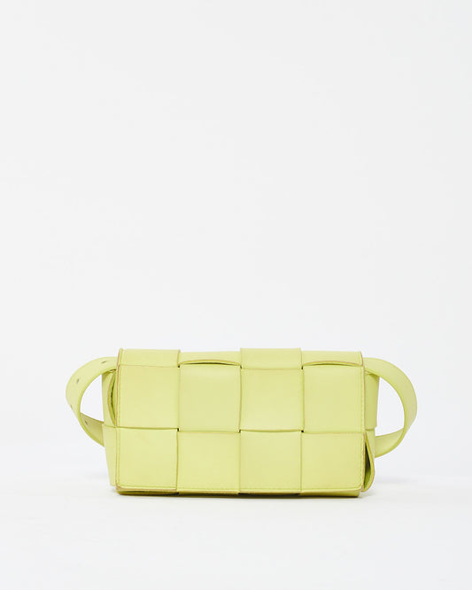 Bottega Neon Green Leather Mini Cassette Bag