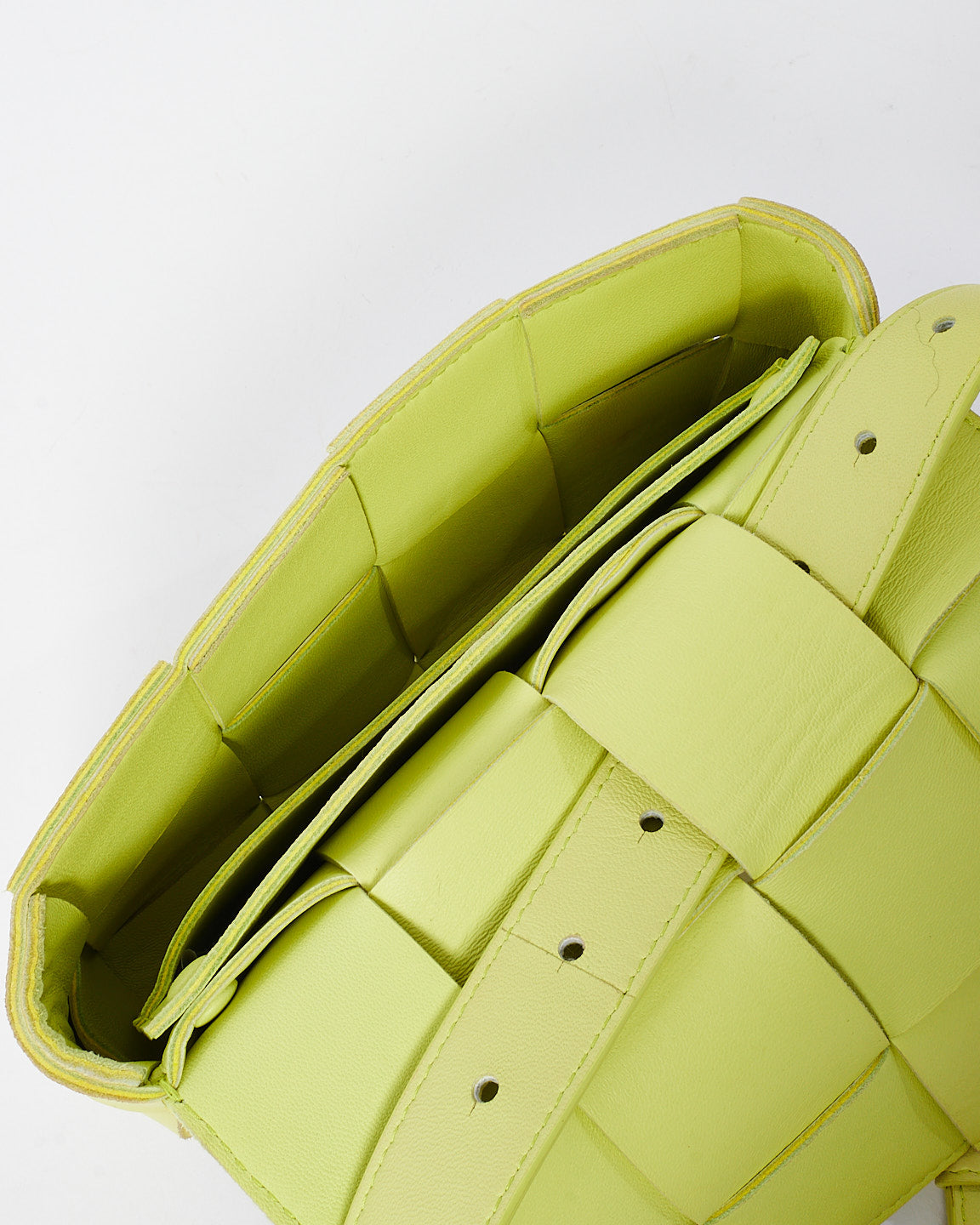 Bottega Neon Green Leather Mini Cassette Bag