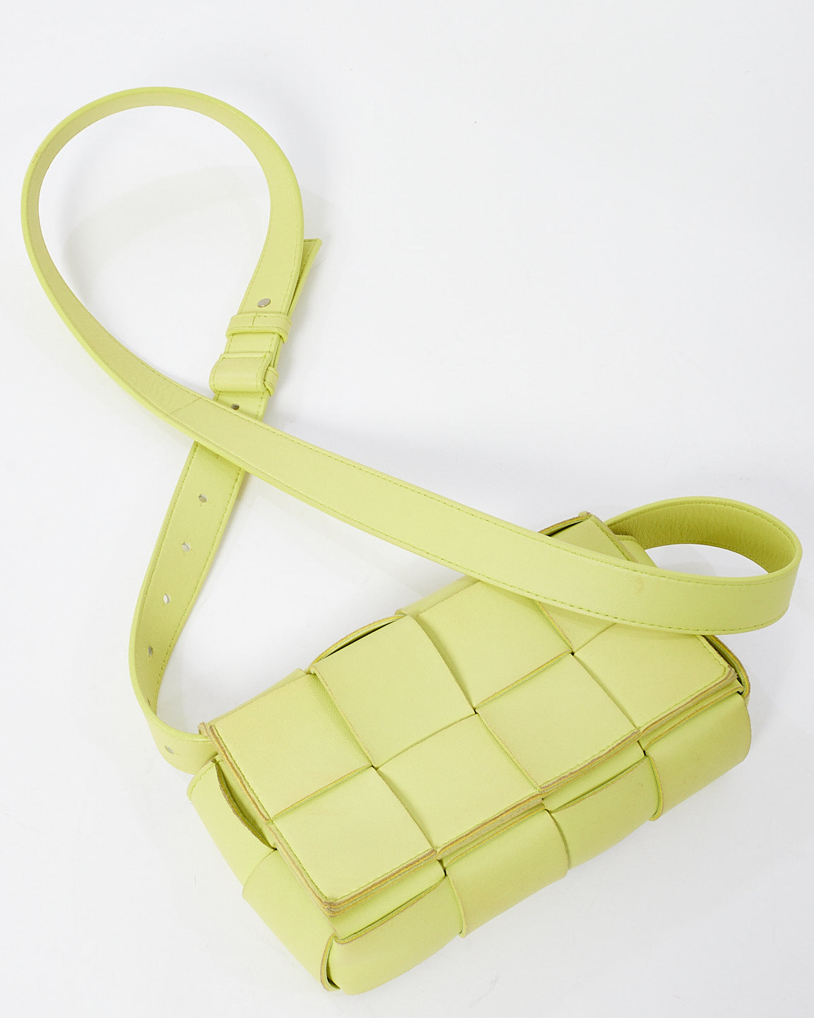 Bottega Neon Green Leather Mini Cassette Bag