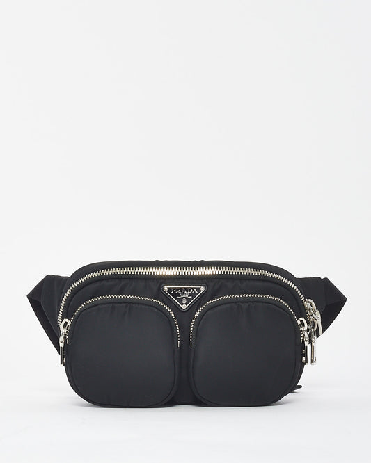 Prada Black Nylon Padded Double Pockets Belt Bag