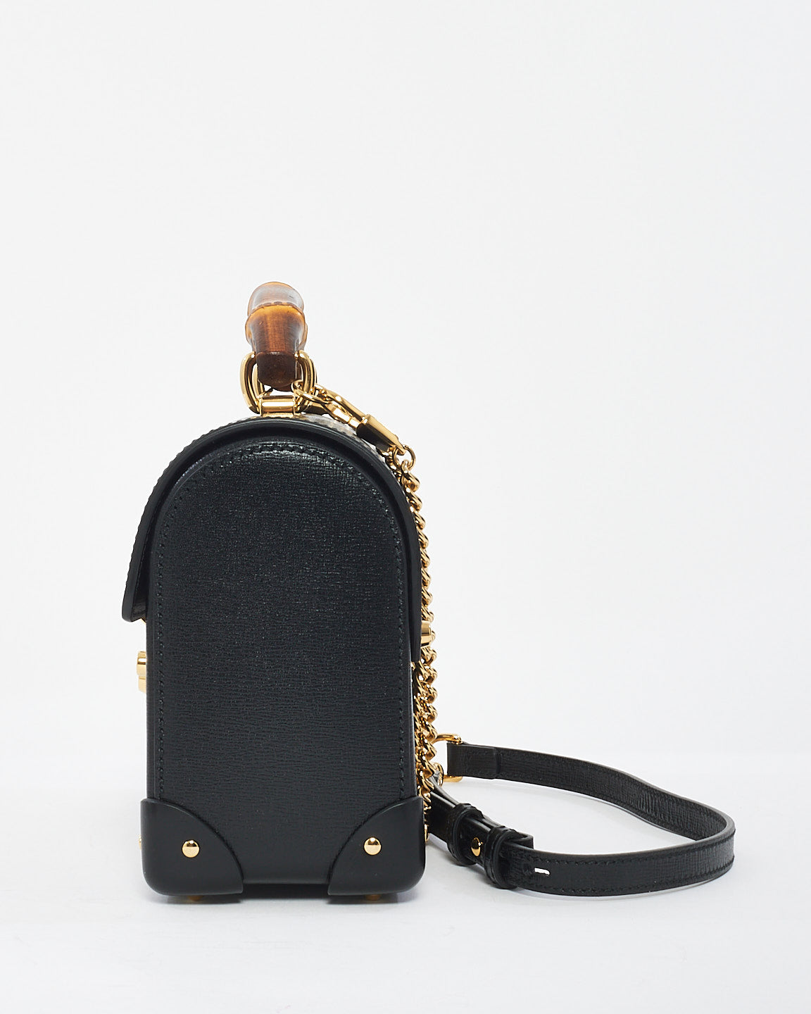 Gucci Black Leather Small Bamboo Padlock Bag