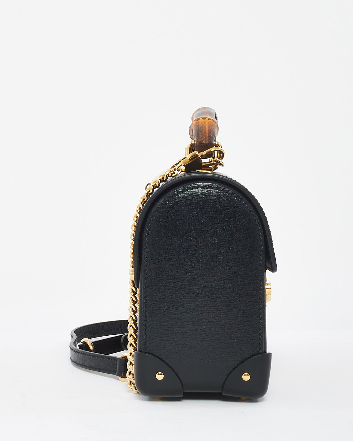 Gucci Black Leather Small Bamboo Padlock Bag