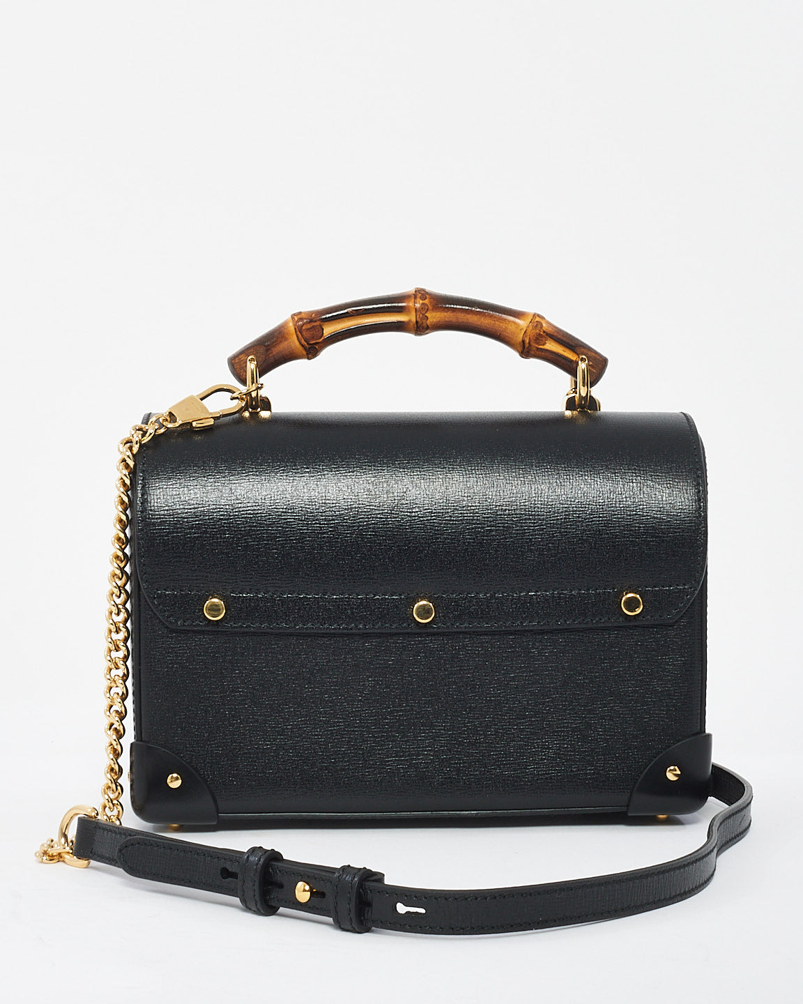 Gucci Black Leather Small Bamboo Padlock Bag