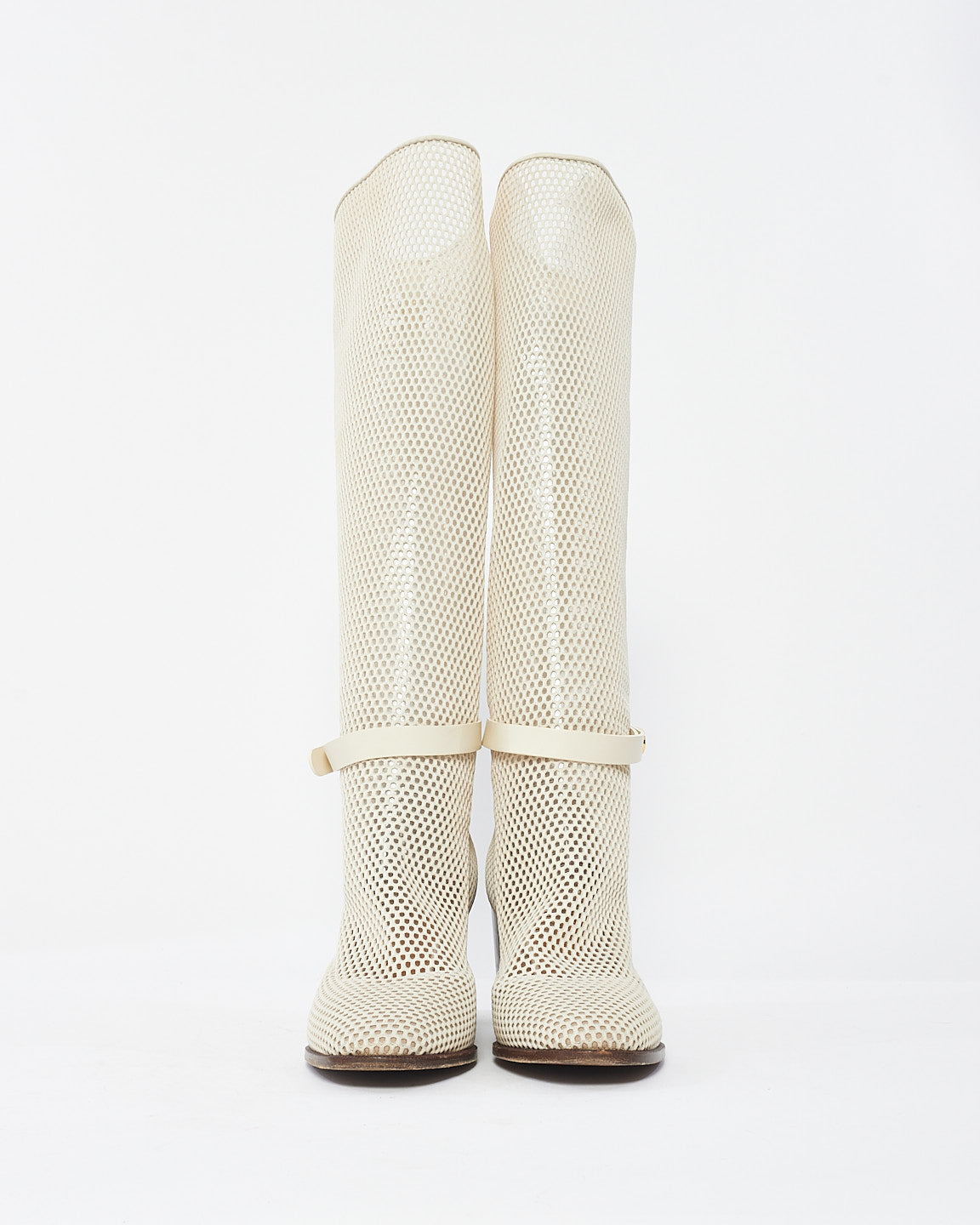 Dior Off White Fabric Empreinte Montaigne Knee High Boots 70mm - 40