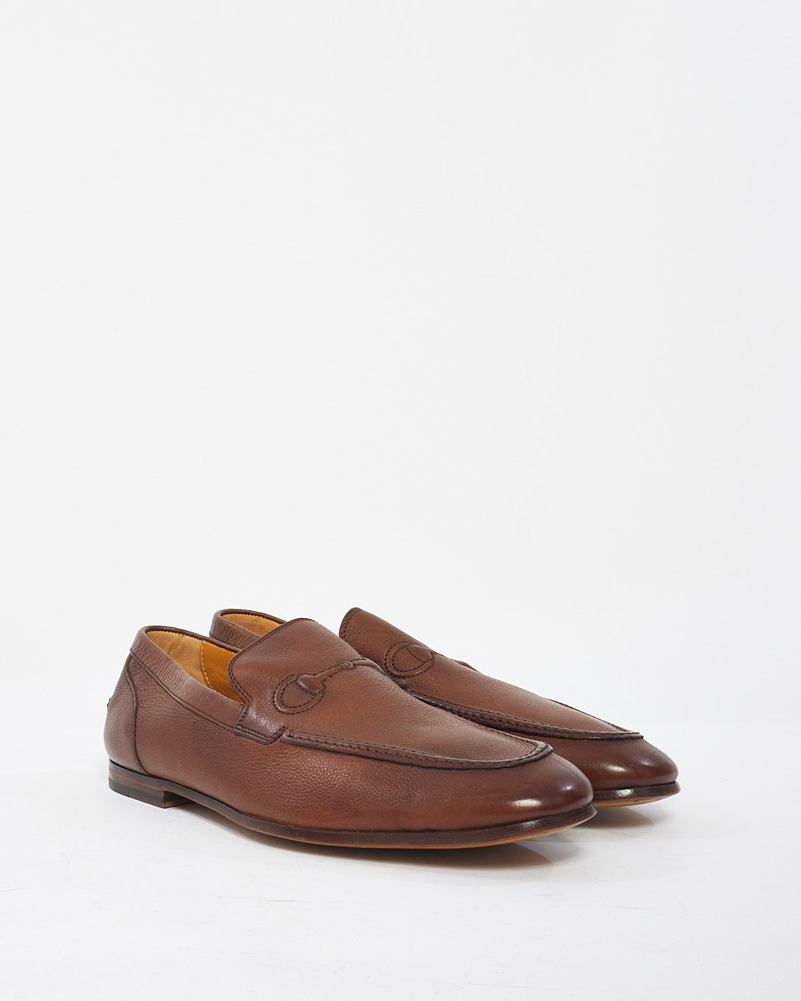 Gucci Men
s Brown Leather Horsebit Loafers - 7