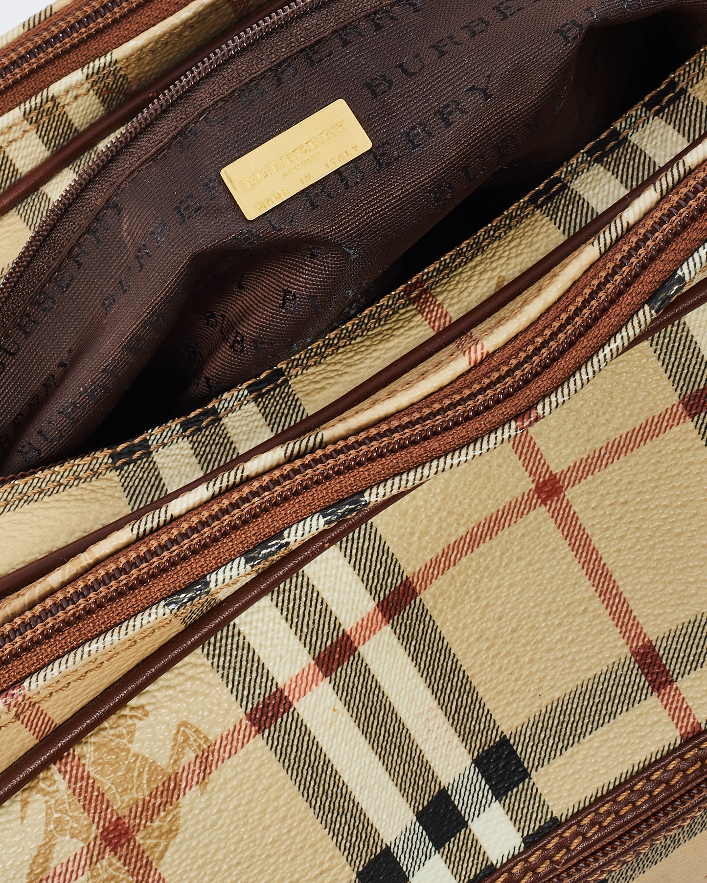 Burberry Vintage Beige Haymarket Check Coated Canvas Large Messenger Bag