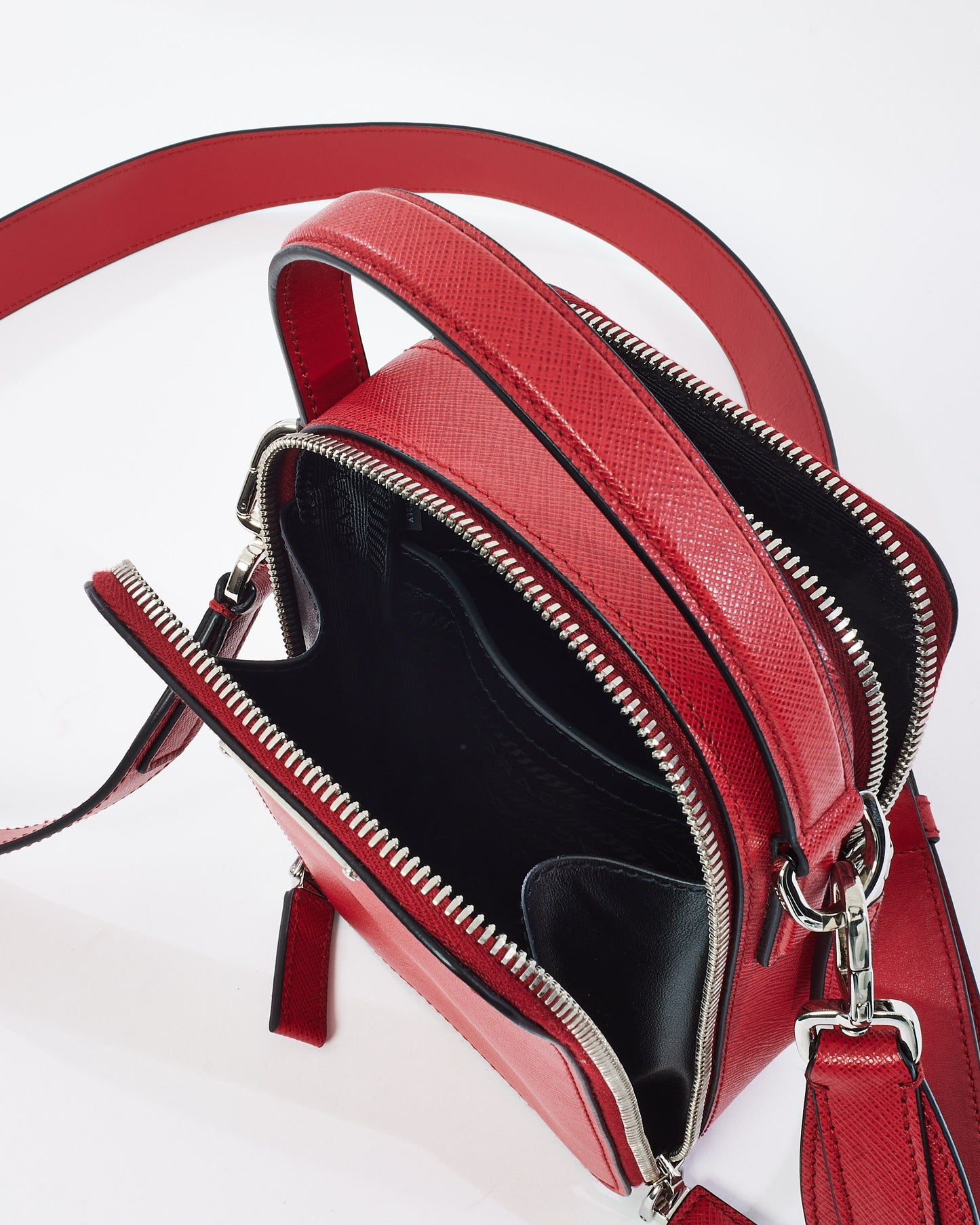 Prada Red Saffiano Leather Brique Vertical Crossbody Bag