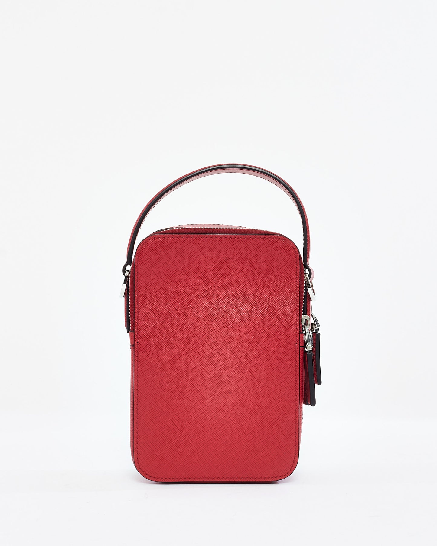 Prada Red Saffiano Leather Brique Vertical Crossbody Bag