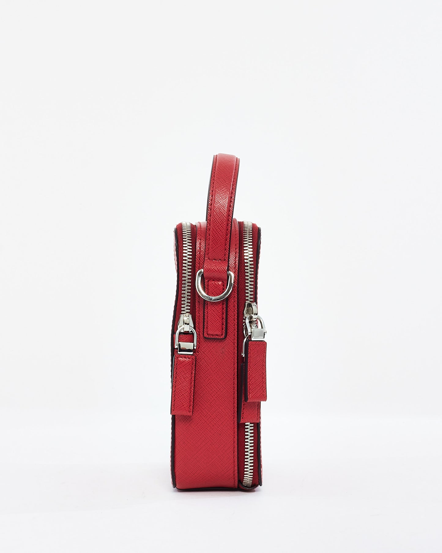 Prada Red Saffiano Leather Brique Vertical Crossbody Bag