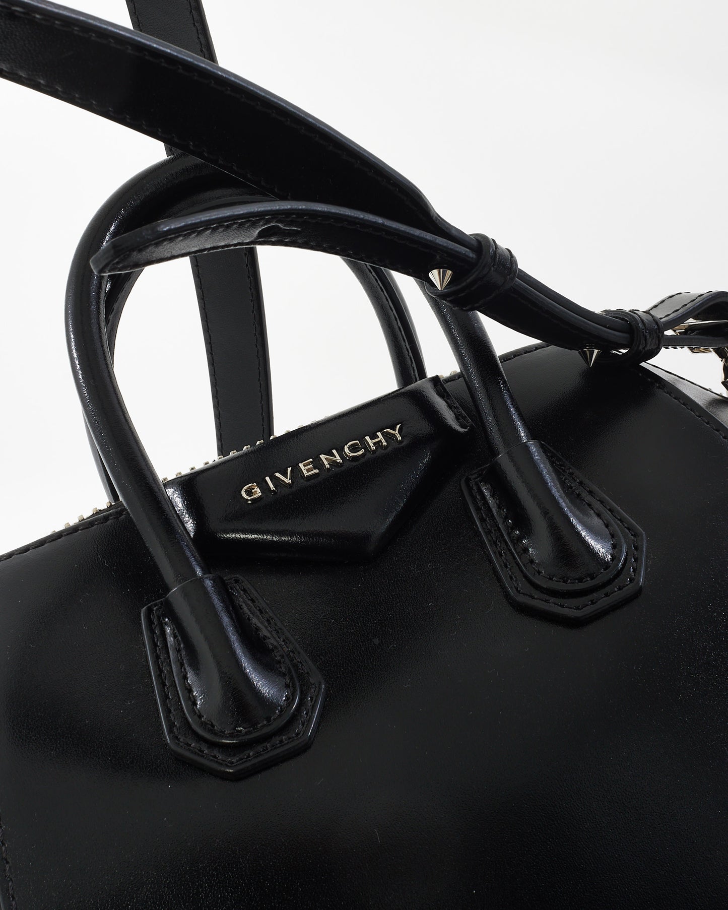 Givenchy Black Glazed Leather Mini Antigona Bag