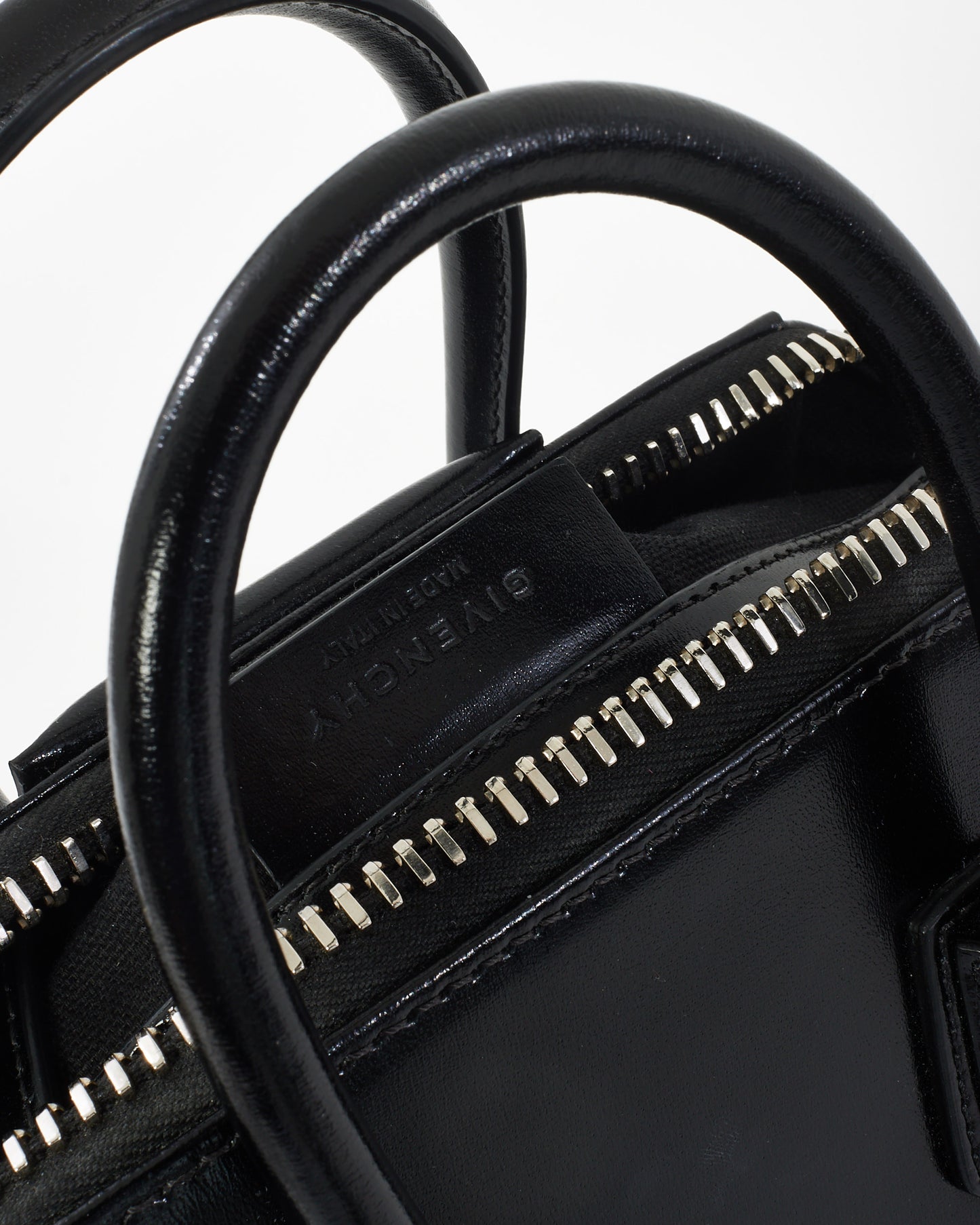 Givenchy Black Glazed Leather Mini Antigona Bag