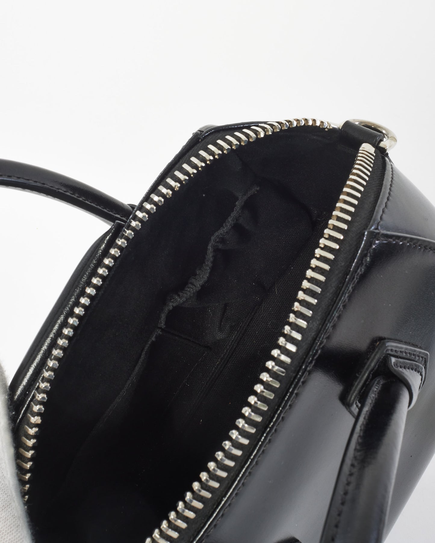 Givenchy Black Glazed Leather Mini Antigona Bag