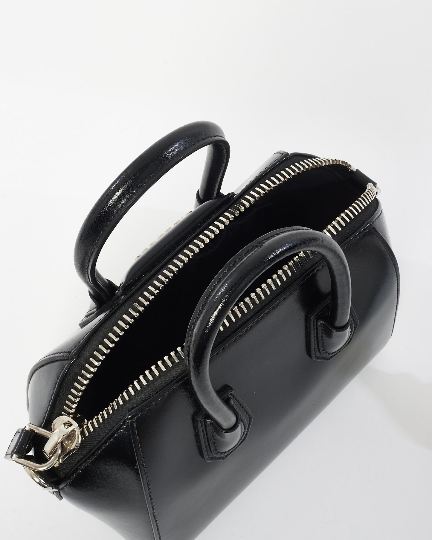 Givenchy Black Glazed Leather Mini Antigona Bag