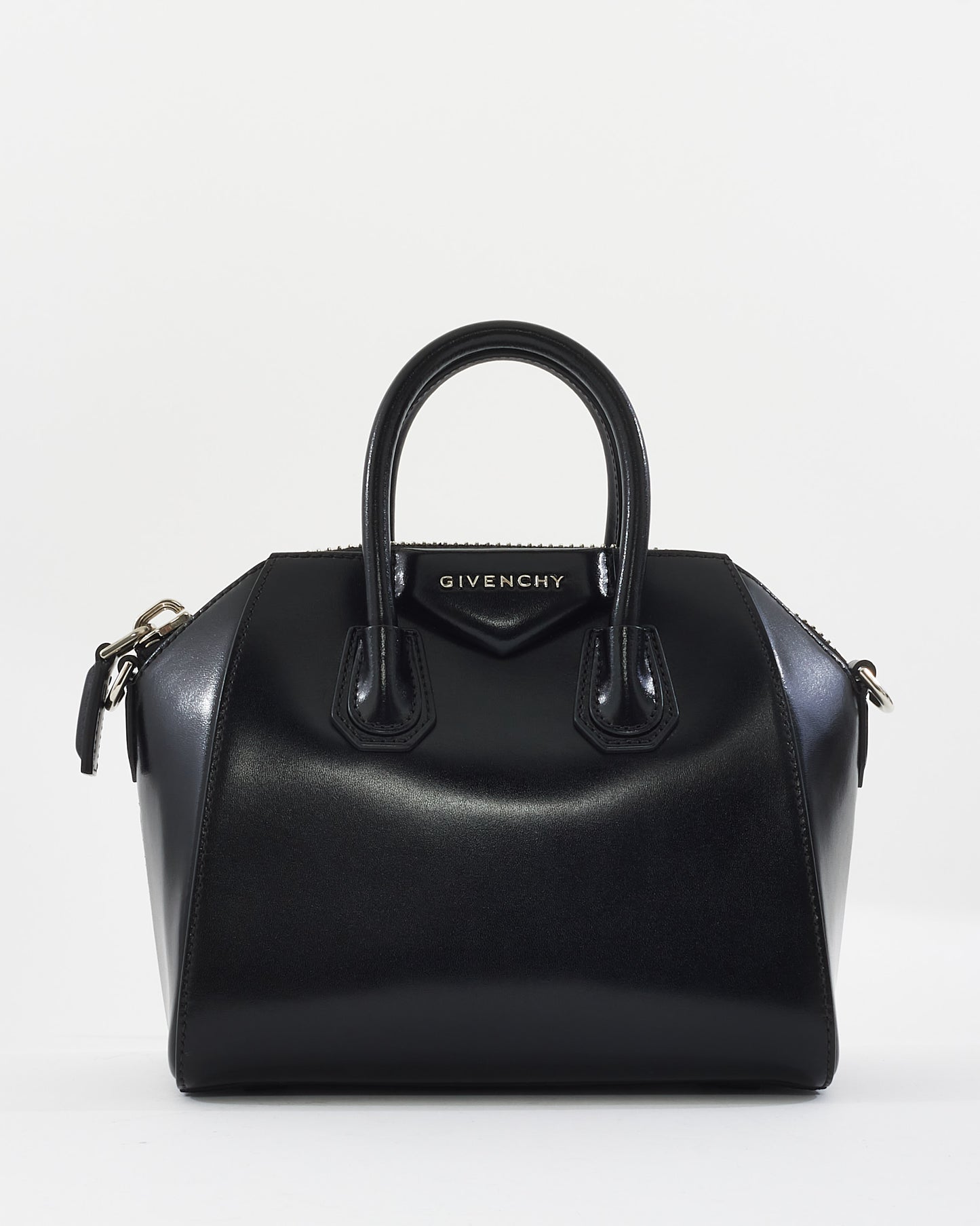 Givenchy Black Glazed Leather Mini Antigona Bag