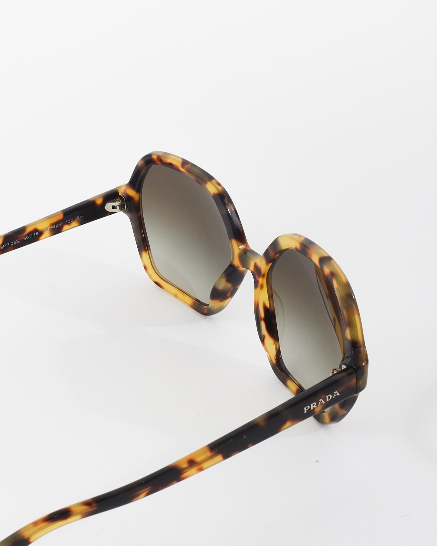 Prada Brown Tortoise Acetate  Hexagon Frame Sunglasses - SPR06S