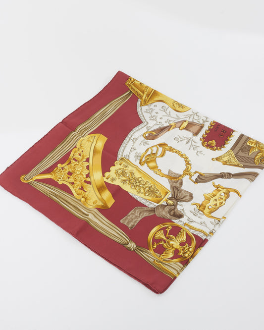 Hermès Burgundy Multi "Etriers" Silk Scarf