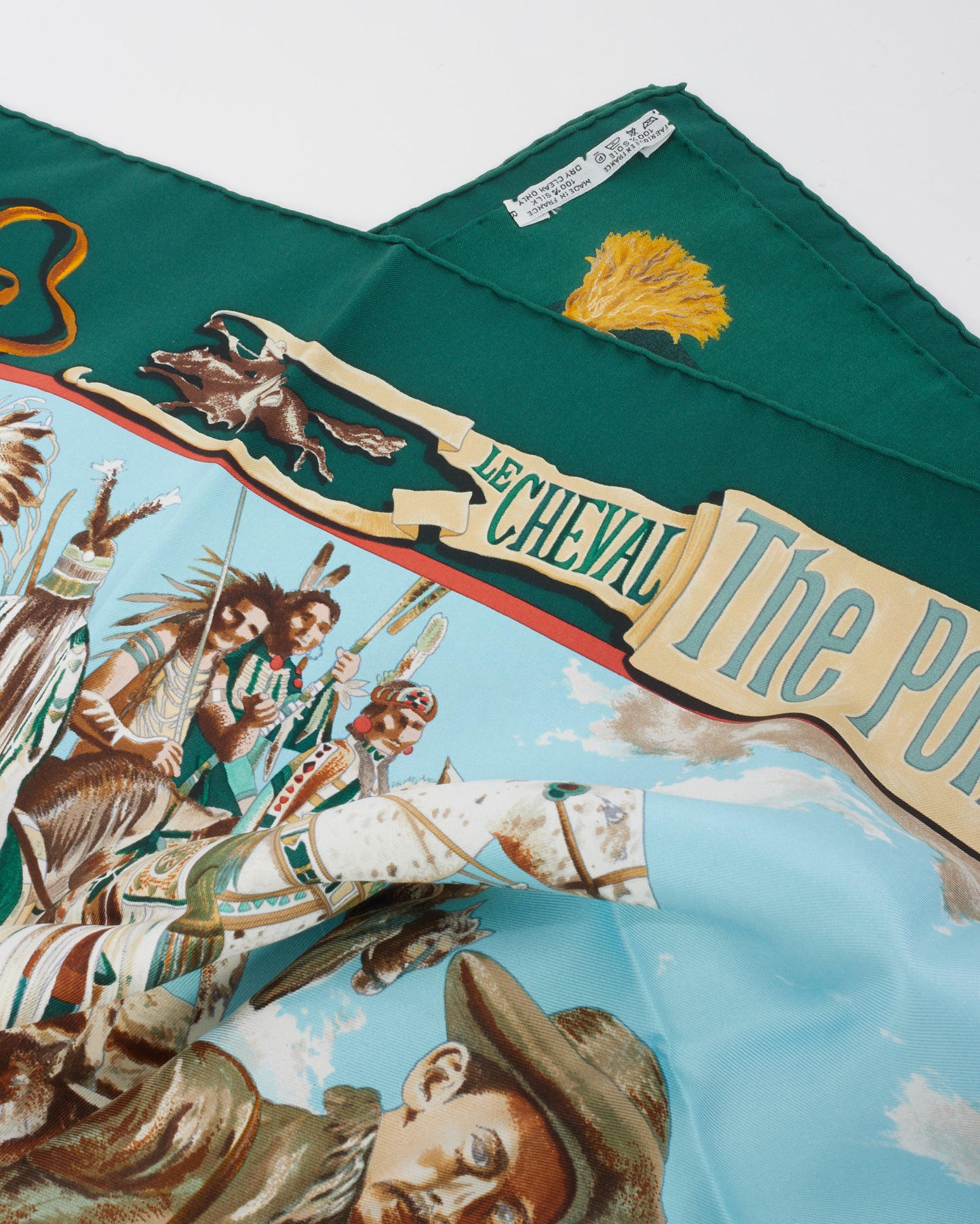 Hermès Green Blue Multi "The Pony Express" Silk Scarf