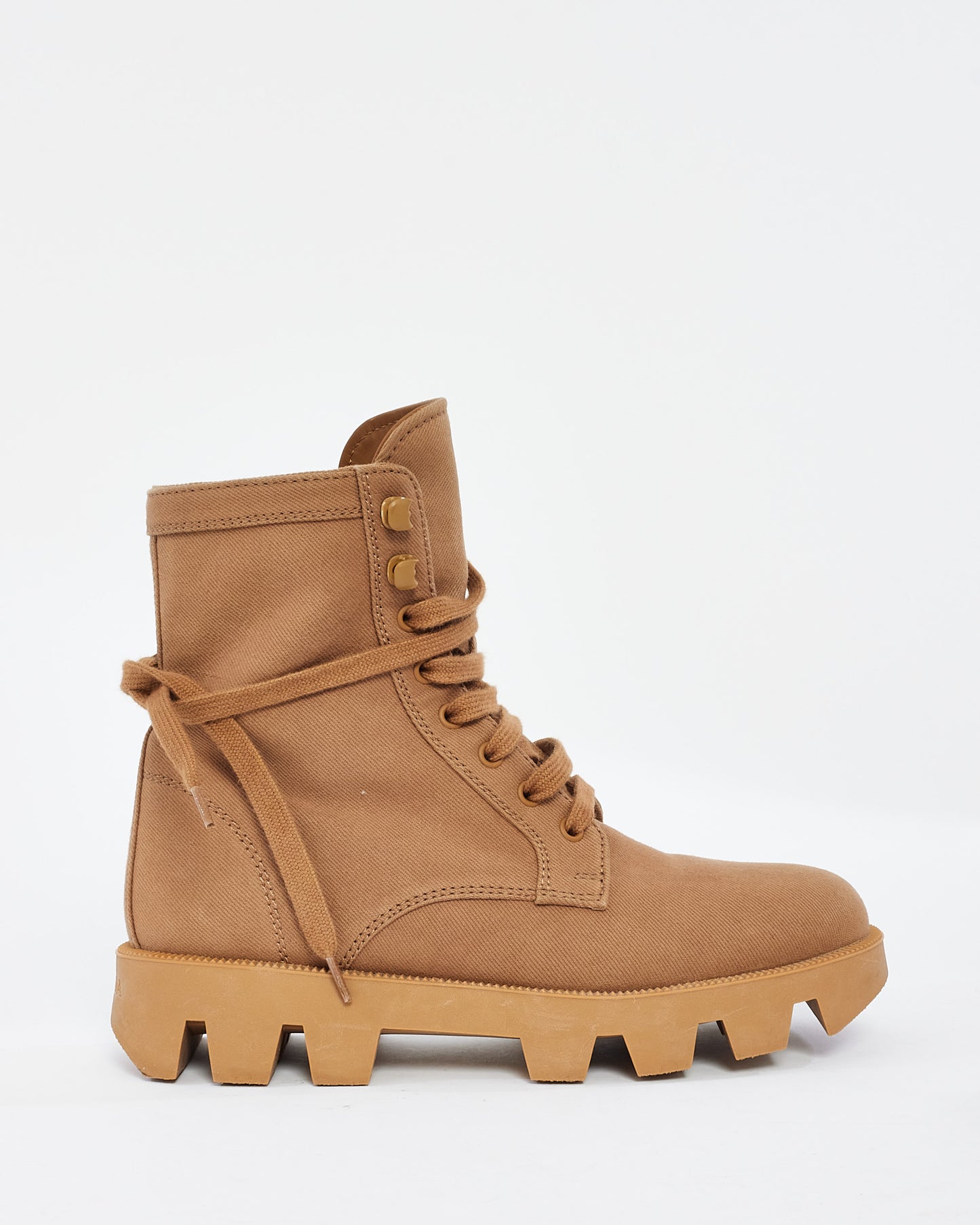 Prada Beige Canvas Combat Boot - 39