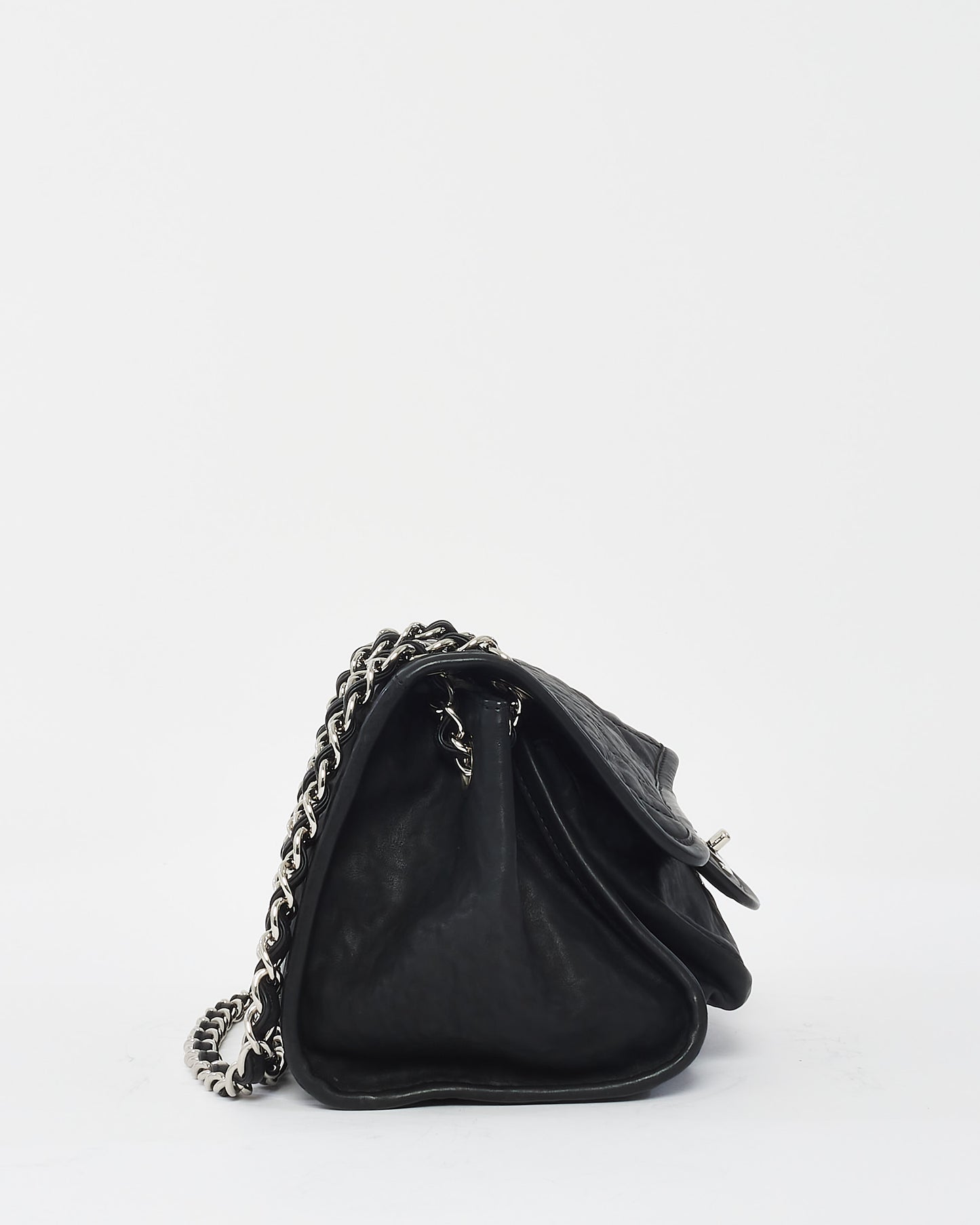 Chanel Black Calfskin Leather Double Pocket Flap Bag SHW