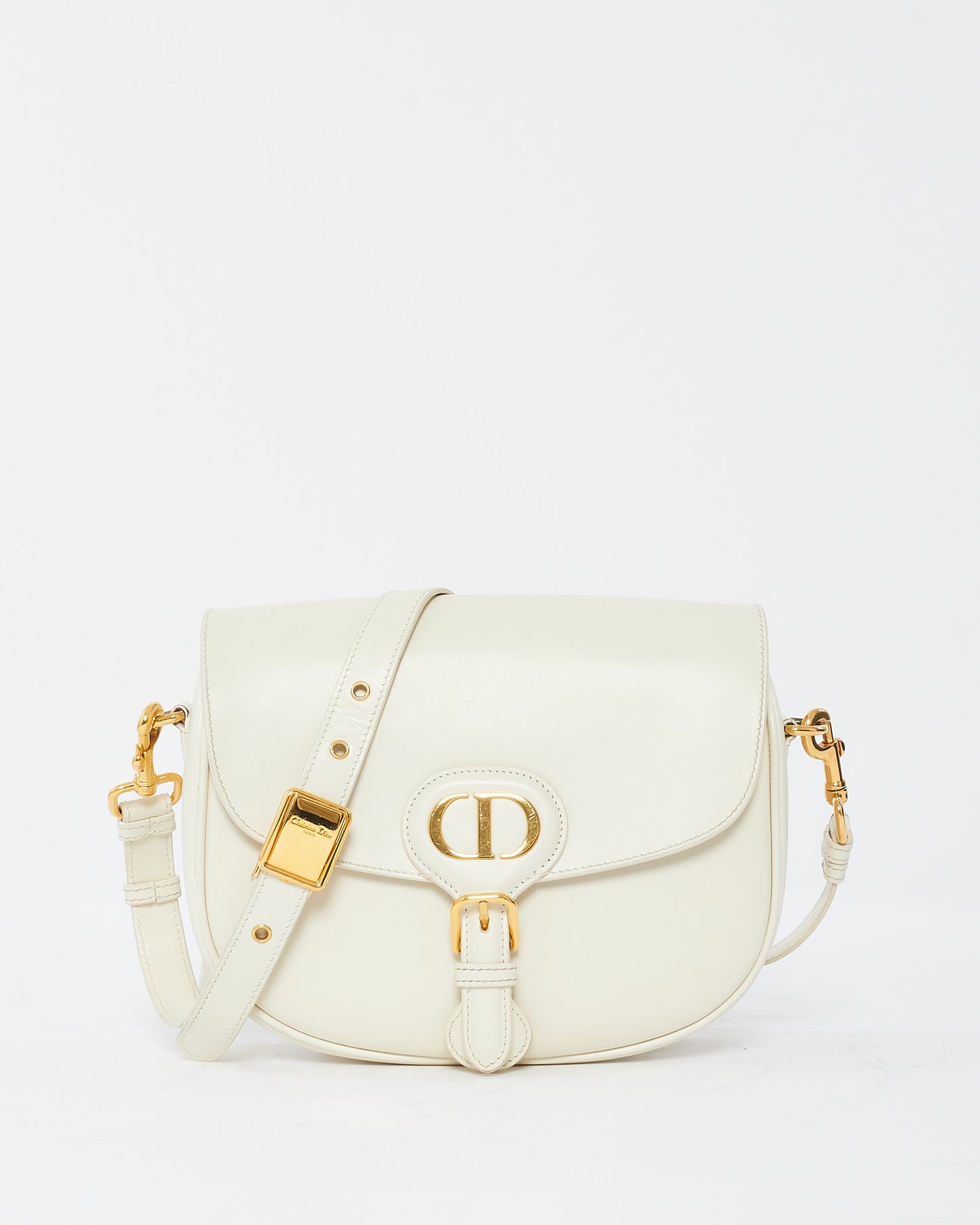 Sac Bobby moyen en cuir lisse blanc cassé Dior