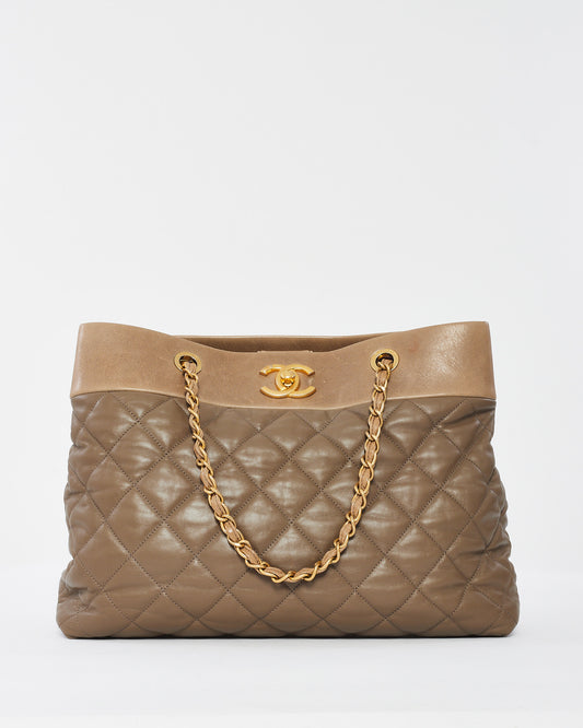 Chanel Brown Soft Quilted Leather Large Elegance Tote