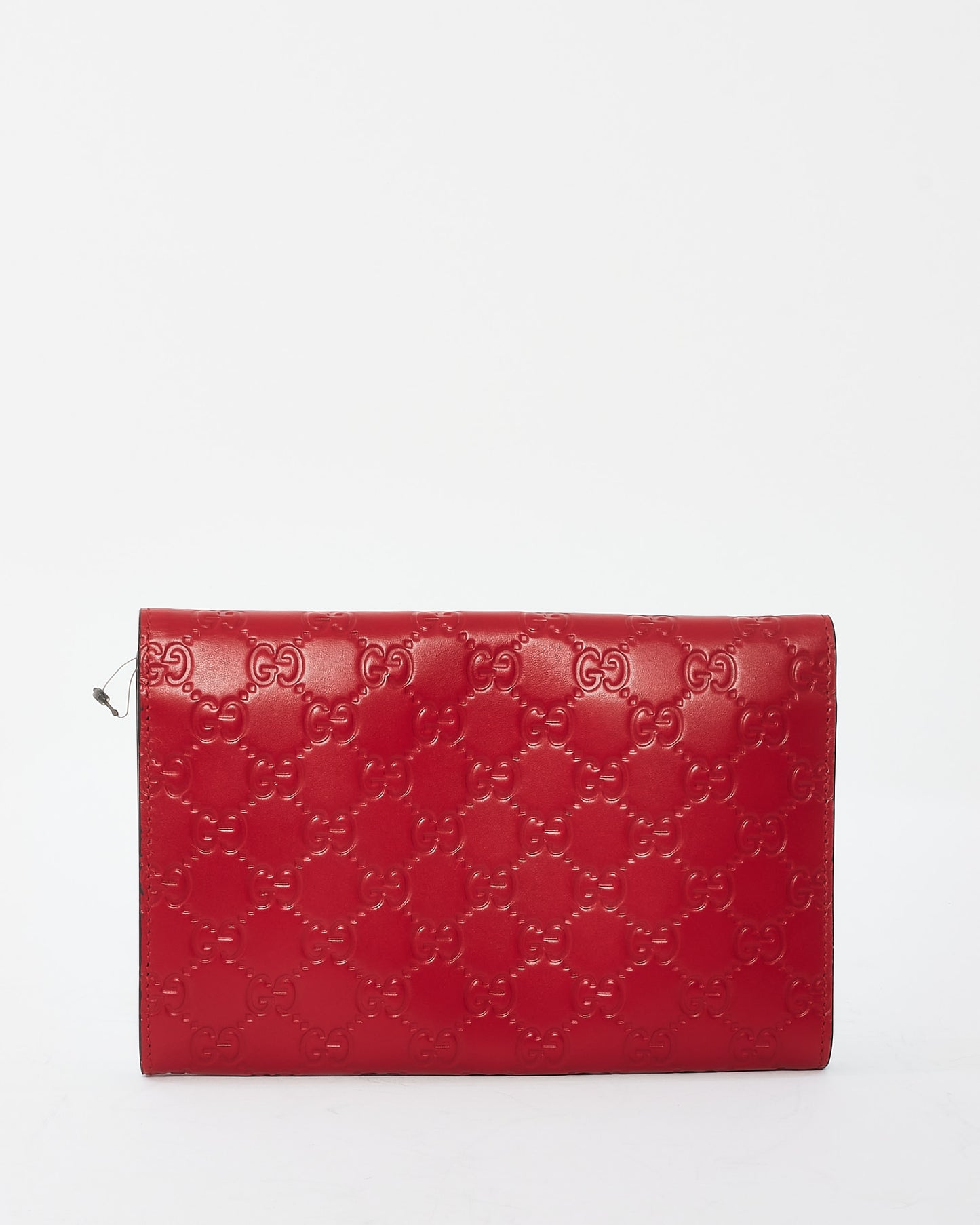 Gucci Red Monogram Signature G Leather Padlock Clutch