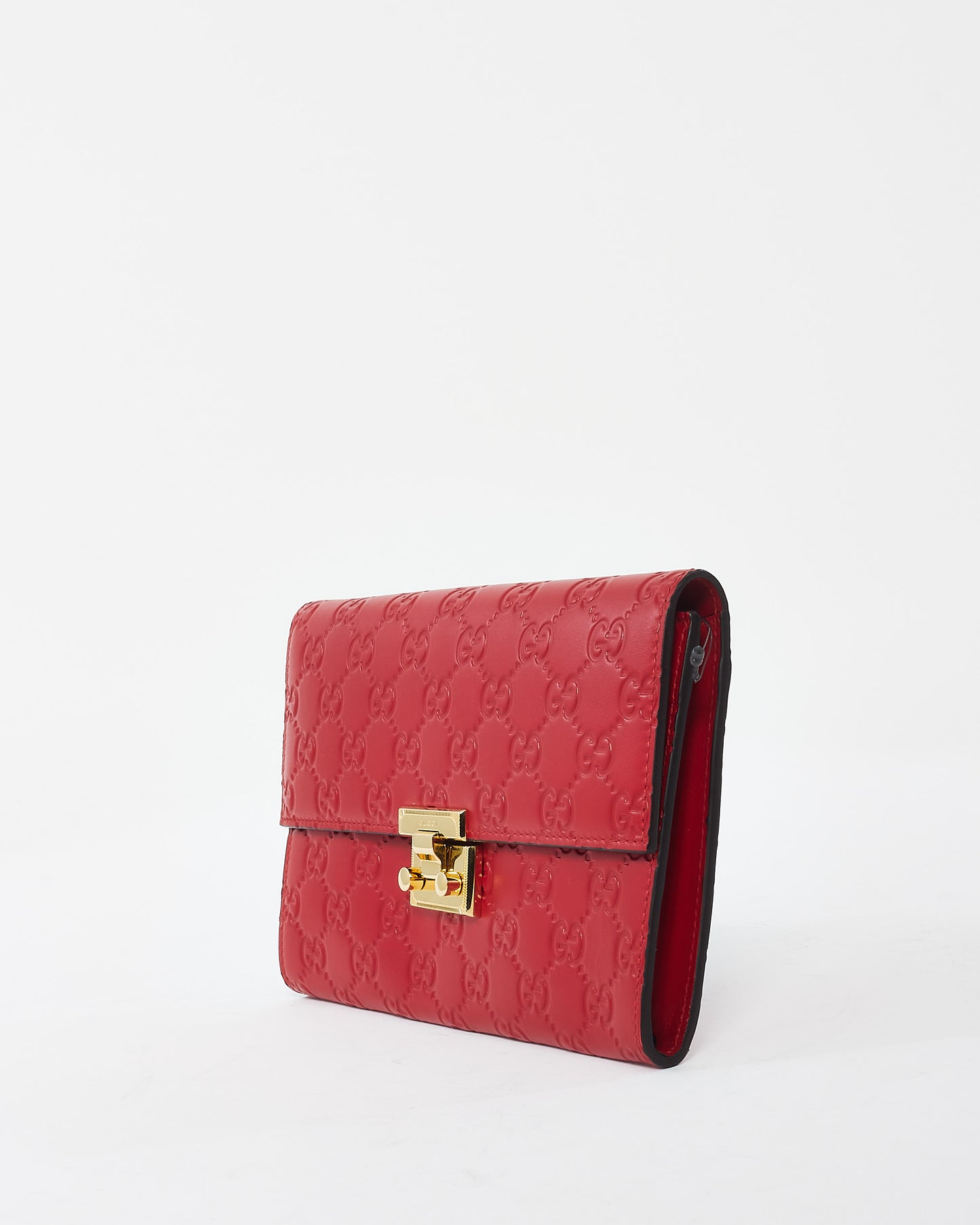 Gucci Red Monogram Signature G Leather Padlock Clutch