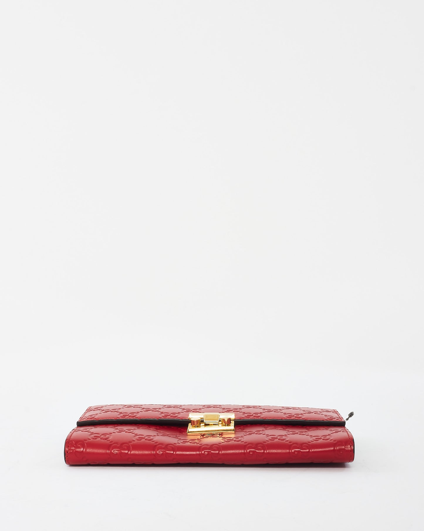 Gucci Red Monogram Signature G Leather Padlock Clutch