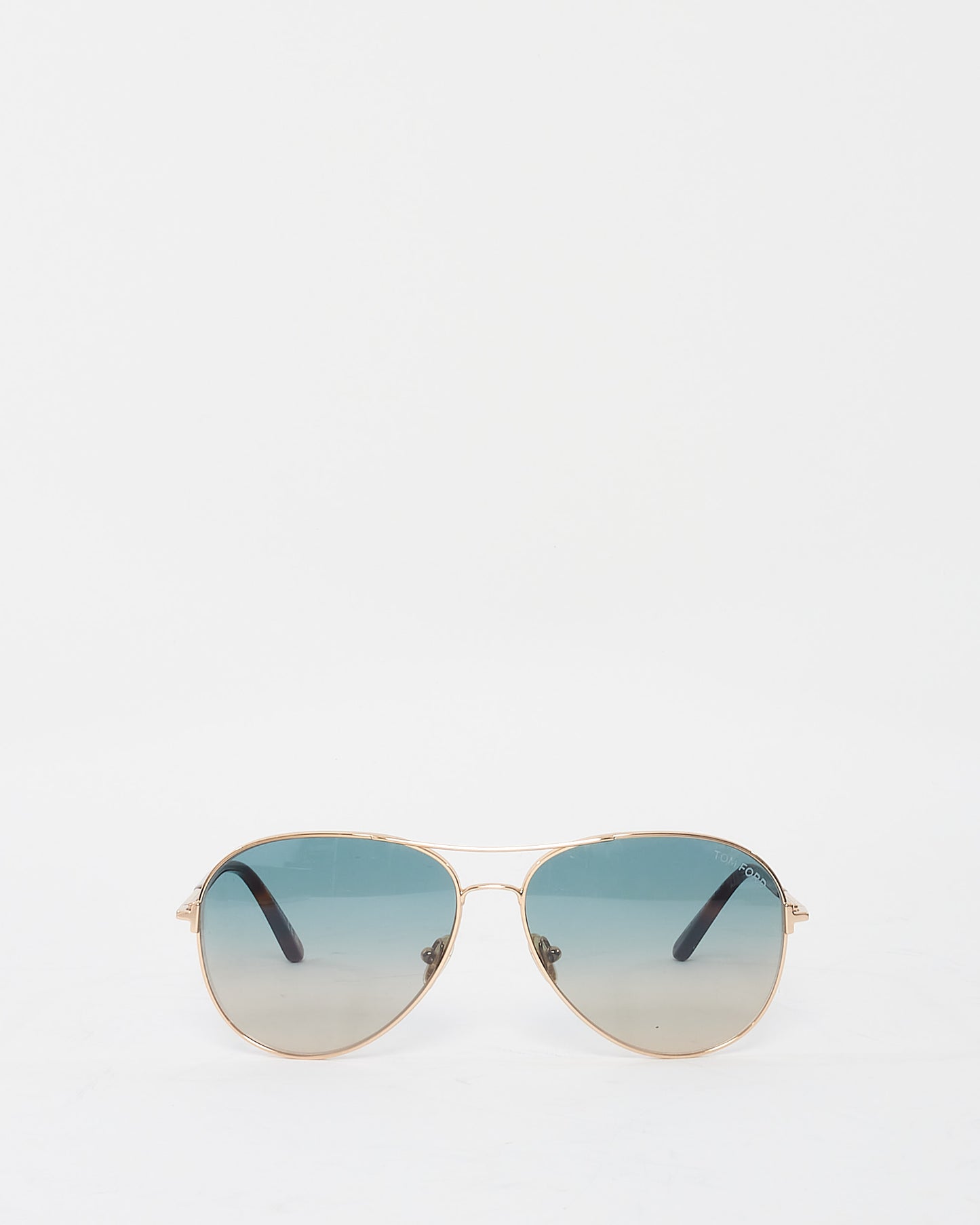 Tom Ford Gold 
Brown with Blue Lens Aviator Sunglasses