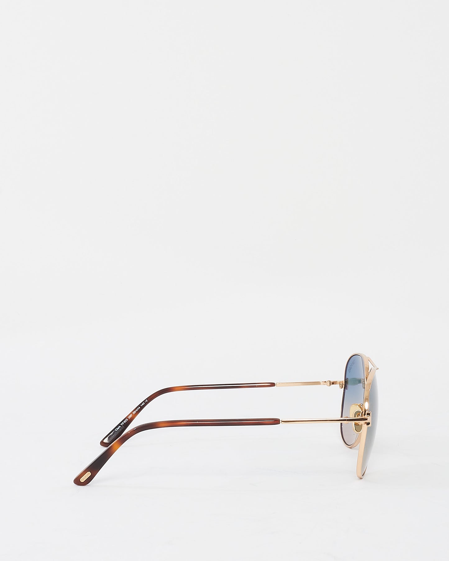 Tom Ford Gold 
Brown with Blue Lens Aviator Sunglasses