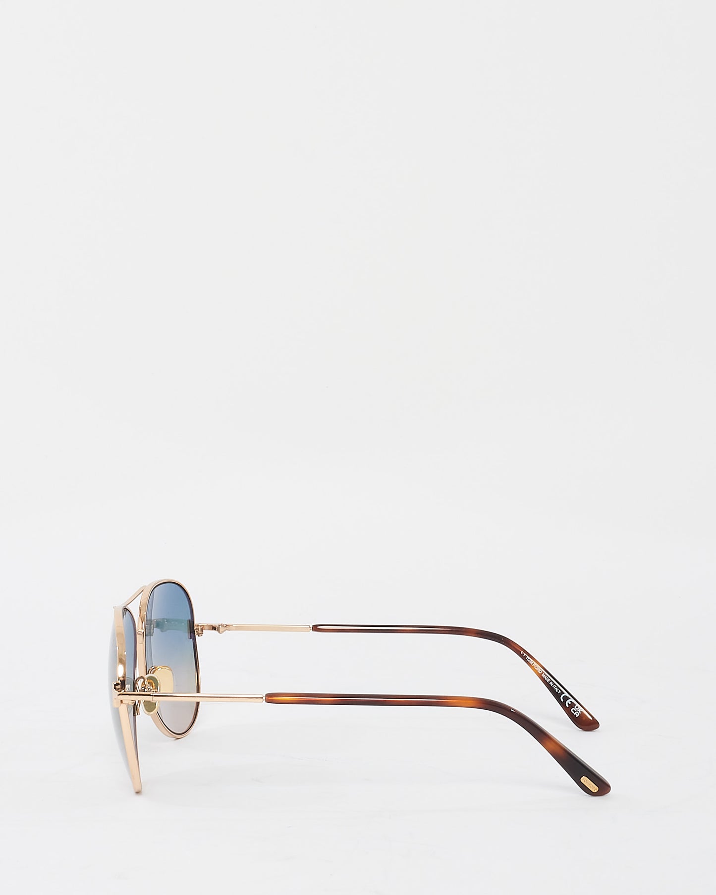 Tom Ford Gold 
Brown with Blue Lens Aviator Sunglasses