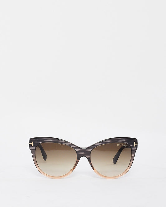 Tom Ford Lunettes de soleil œil de chat en acétate gris Lily TF430