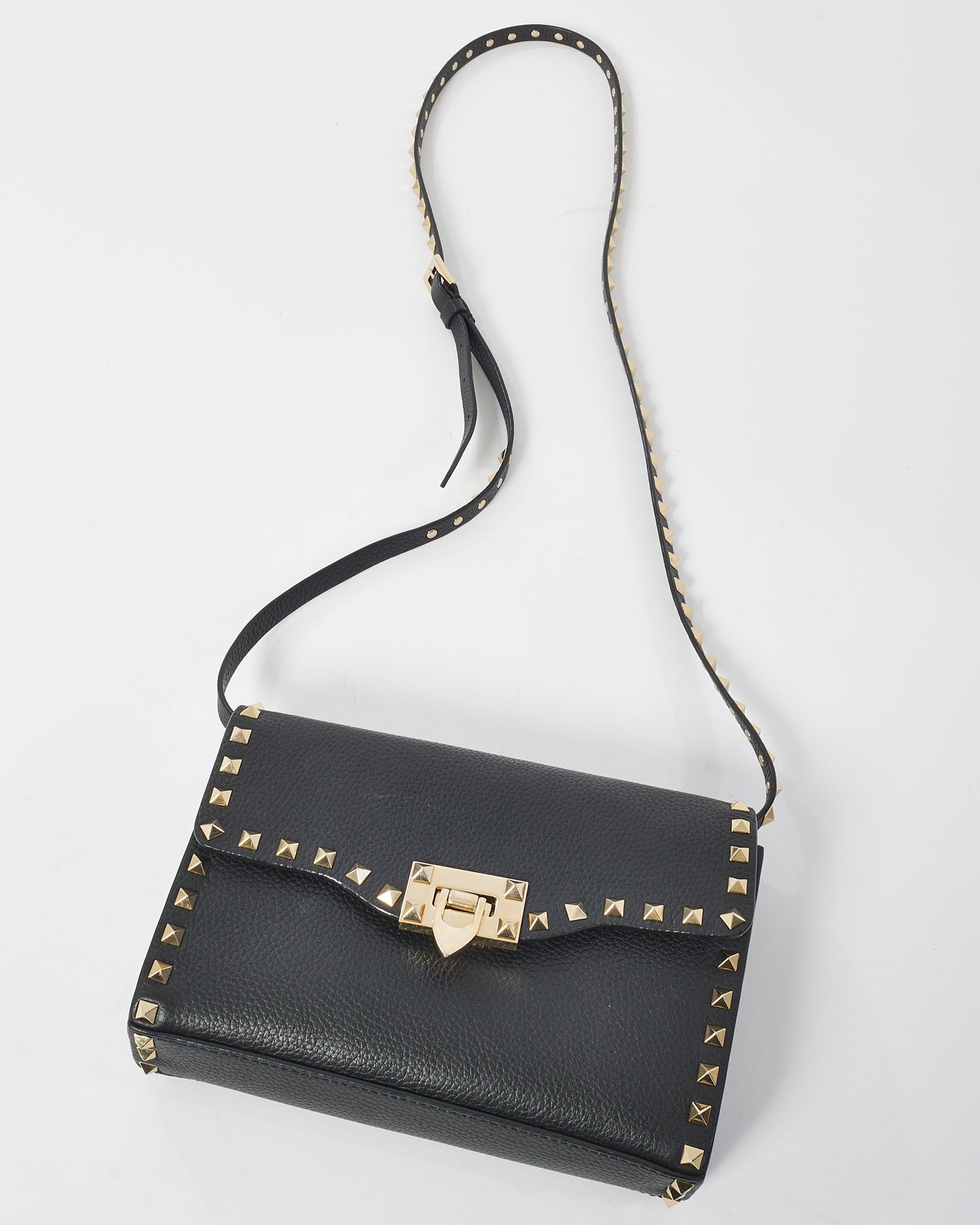 Valentino Black Leather Rockstud Small Crossbody Bag