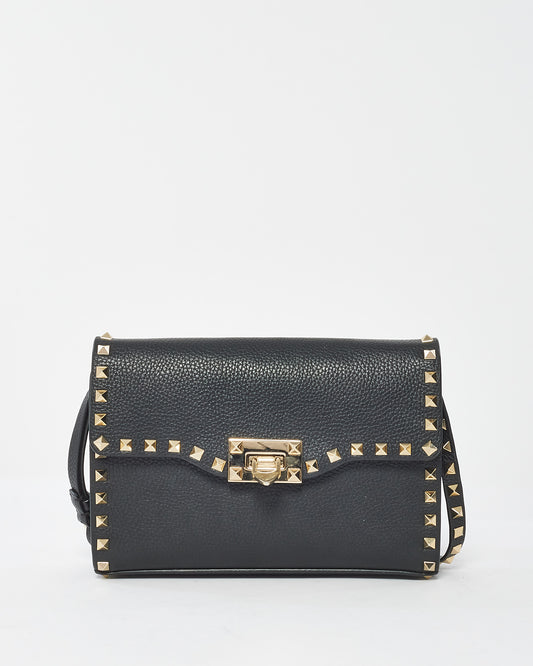 Valentino Black Leather Rockstud Small Crossbody Bag