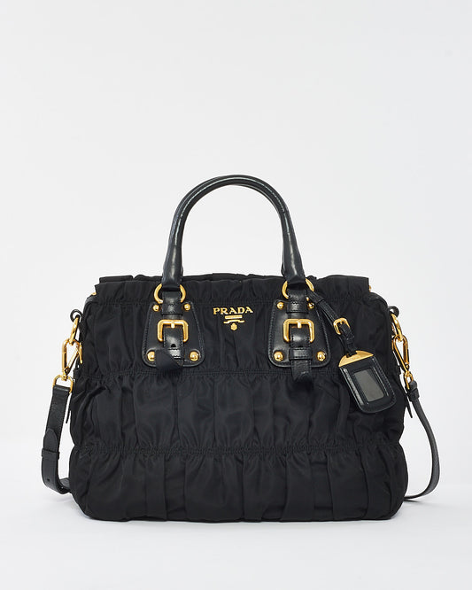 Prada Black Nylon Tessuto Gaufre Convertible Tote Bag