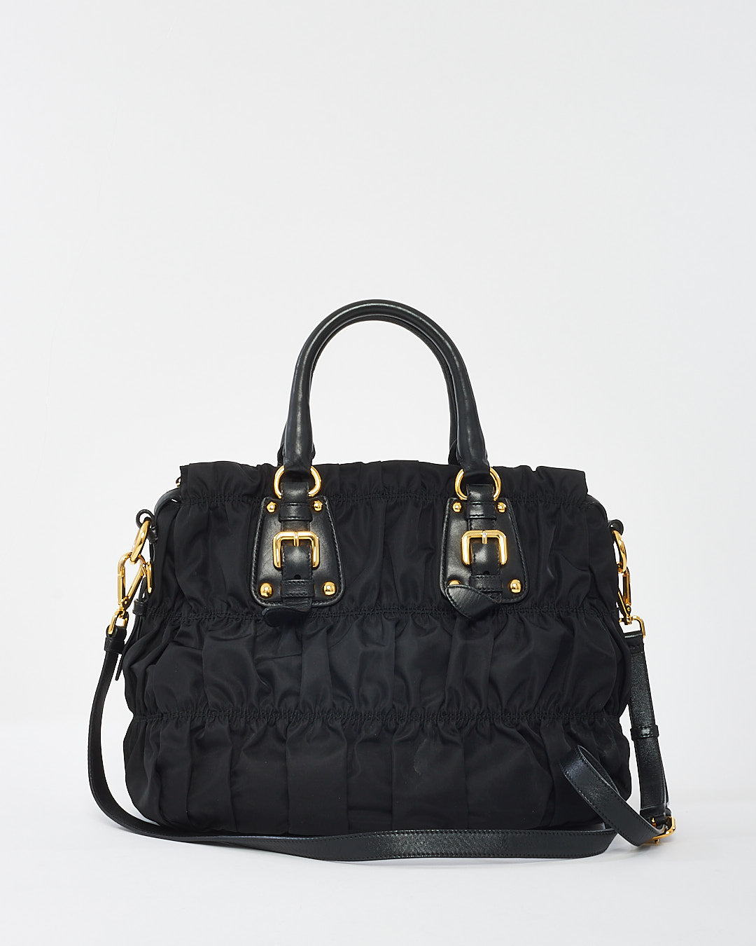 Prada Black Nylon Tessuto Gaufre Convertible Tote Bag