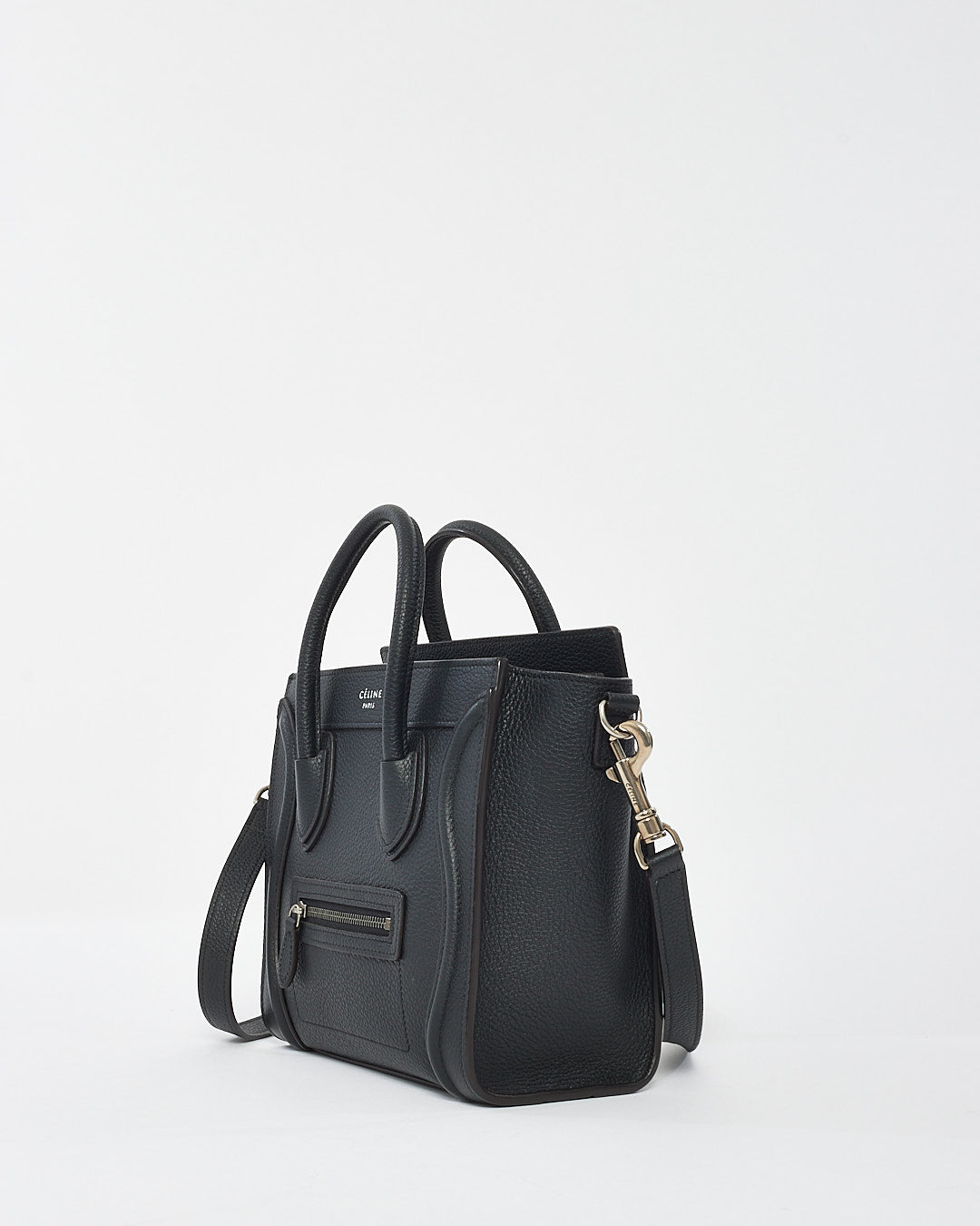 Celine Black Grained Leather Nano Luggage Bag