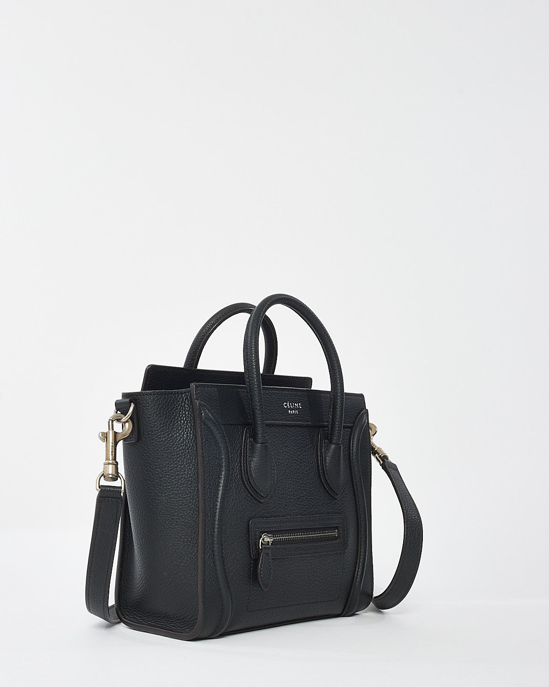 Celine Black Grained Leather Nano Luggage Bag