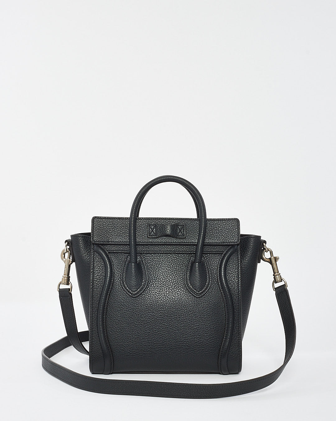 Celine Black Grained Leather Nano Luggage Bag