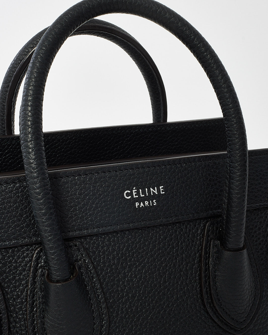 Celine Black Grained Leather Nano Luggage Bag