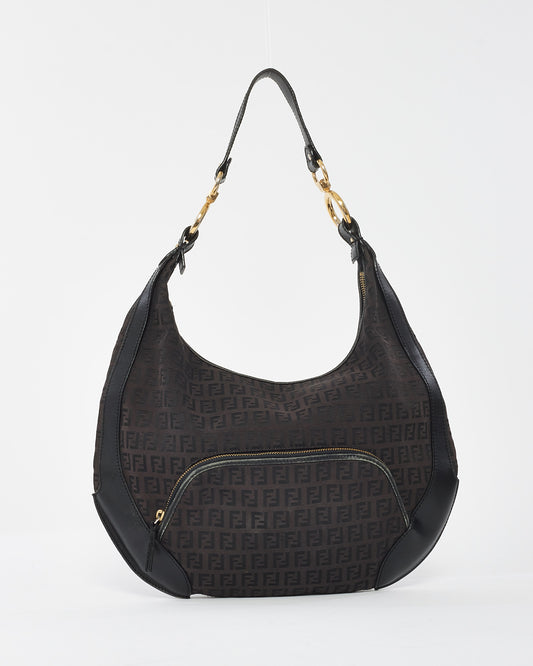 Fendi Brown and Black Zucchino Print Canvas Hobo Shoulder Bag