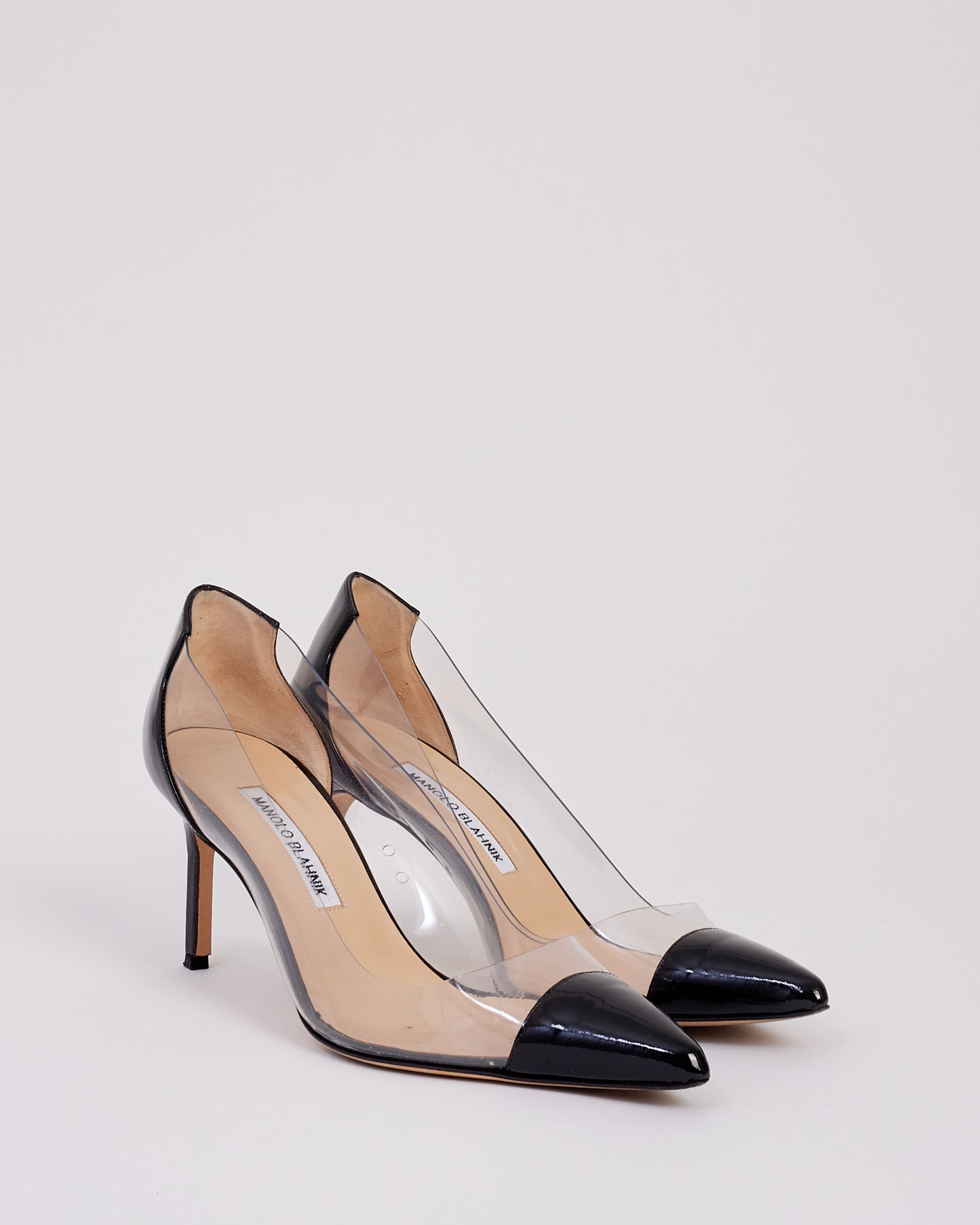 Manolo Blahnik Black Patent PVC Clear Pumps - 38.5