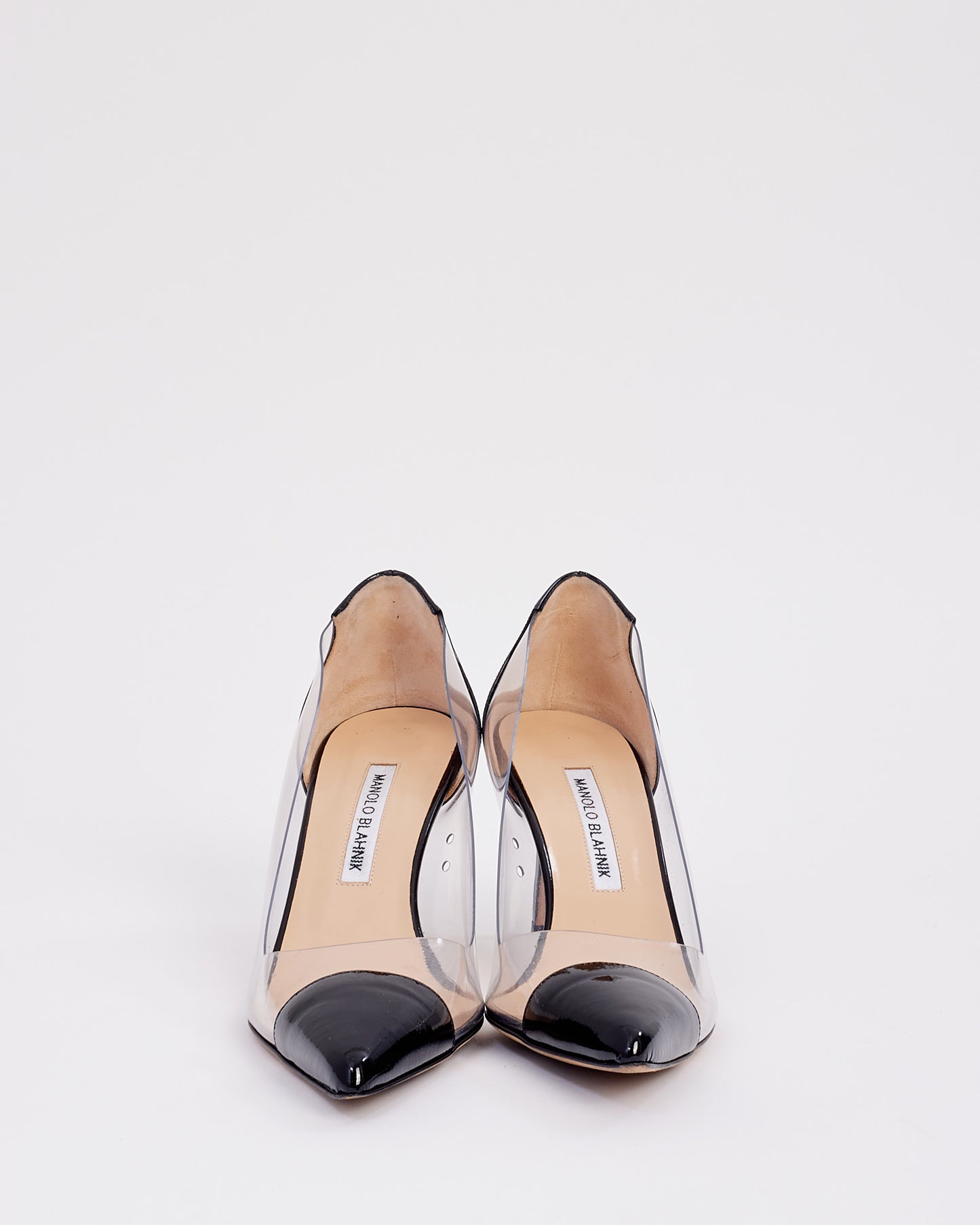 Manolo Blahnik Black Patent PVC Clear Pumps - 38.5