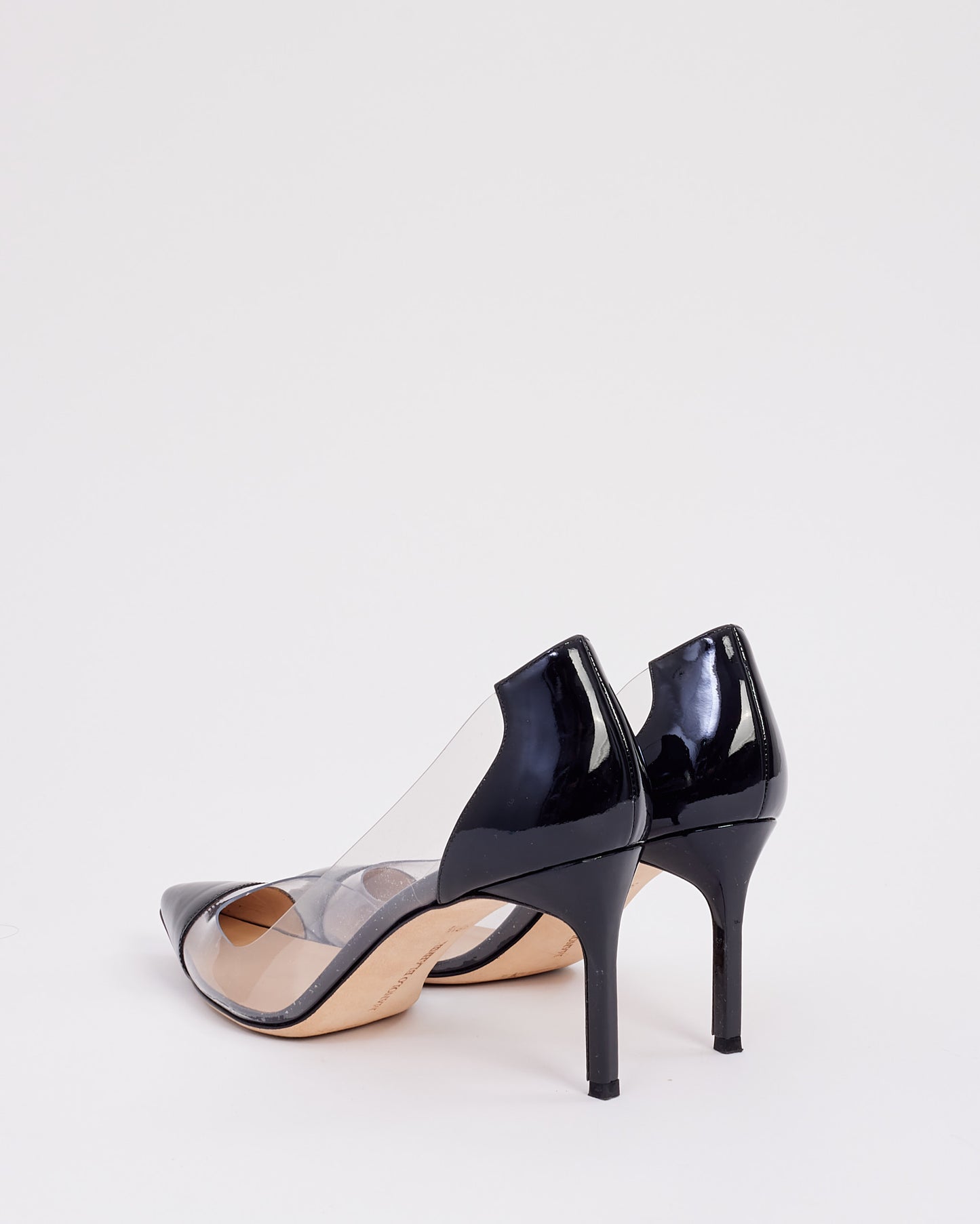 Manolo Blahnik Black Patent PVC Clear Pumps - 38.5