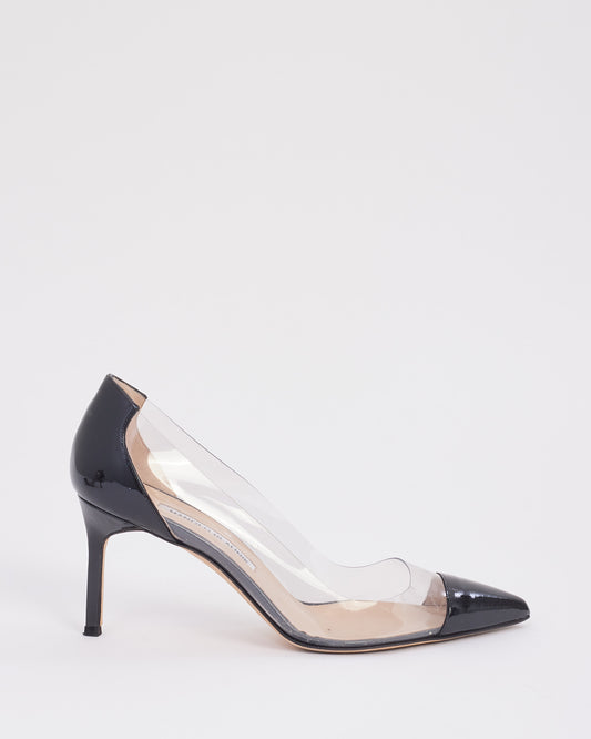 Manolo Blahnik Black Patent PVC Clear Pumps - 38.5