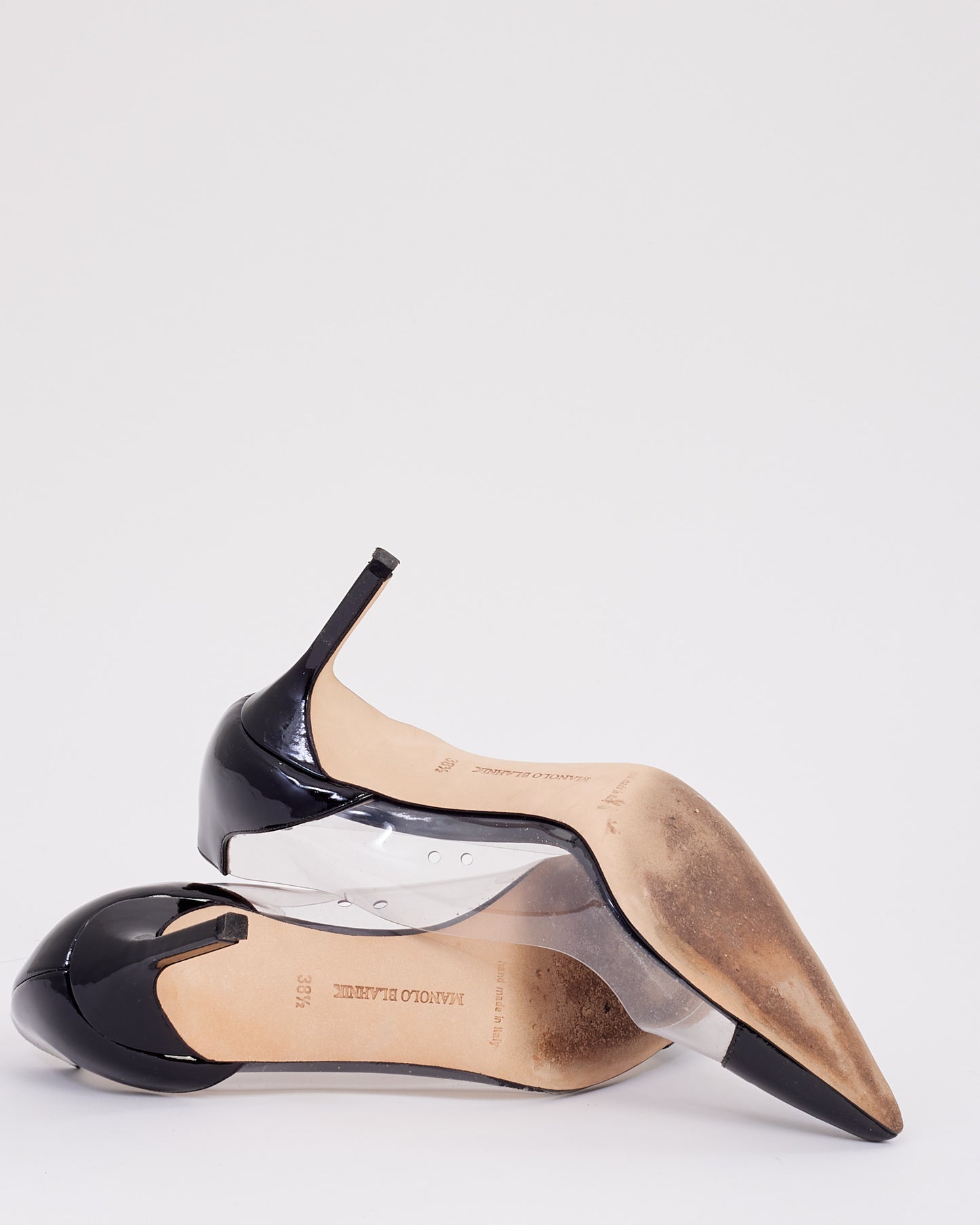 Manolo Blahnik Black Patent PVC Clear Pumps - 38.5