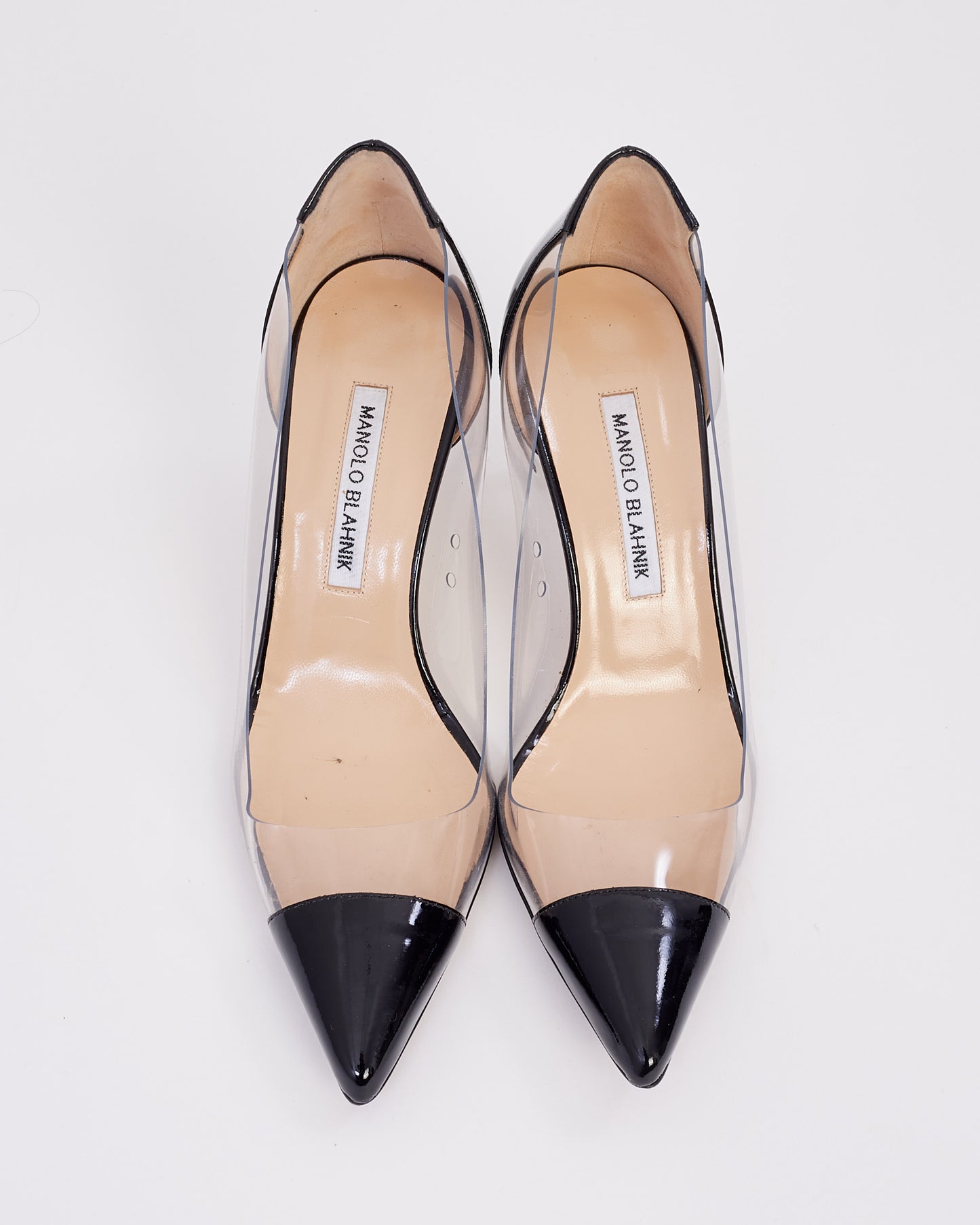 Manolo Blahnik Black Patent PVC Clear Pumps - 38.5