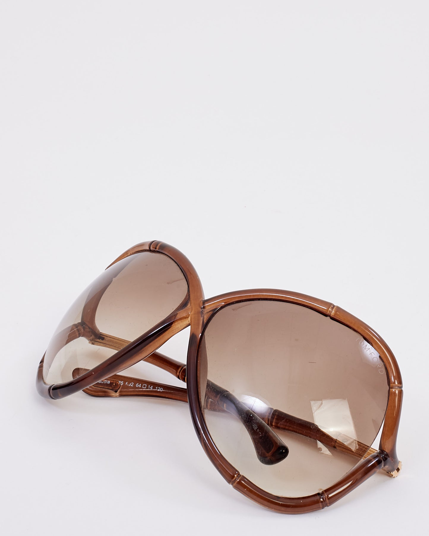 Tom Ford Brown Acetate Oversized Claudia Sunglasses