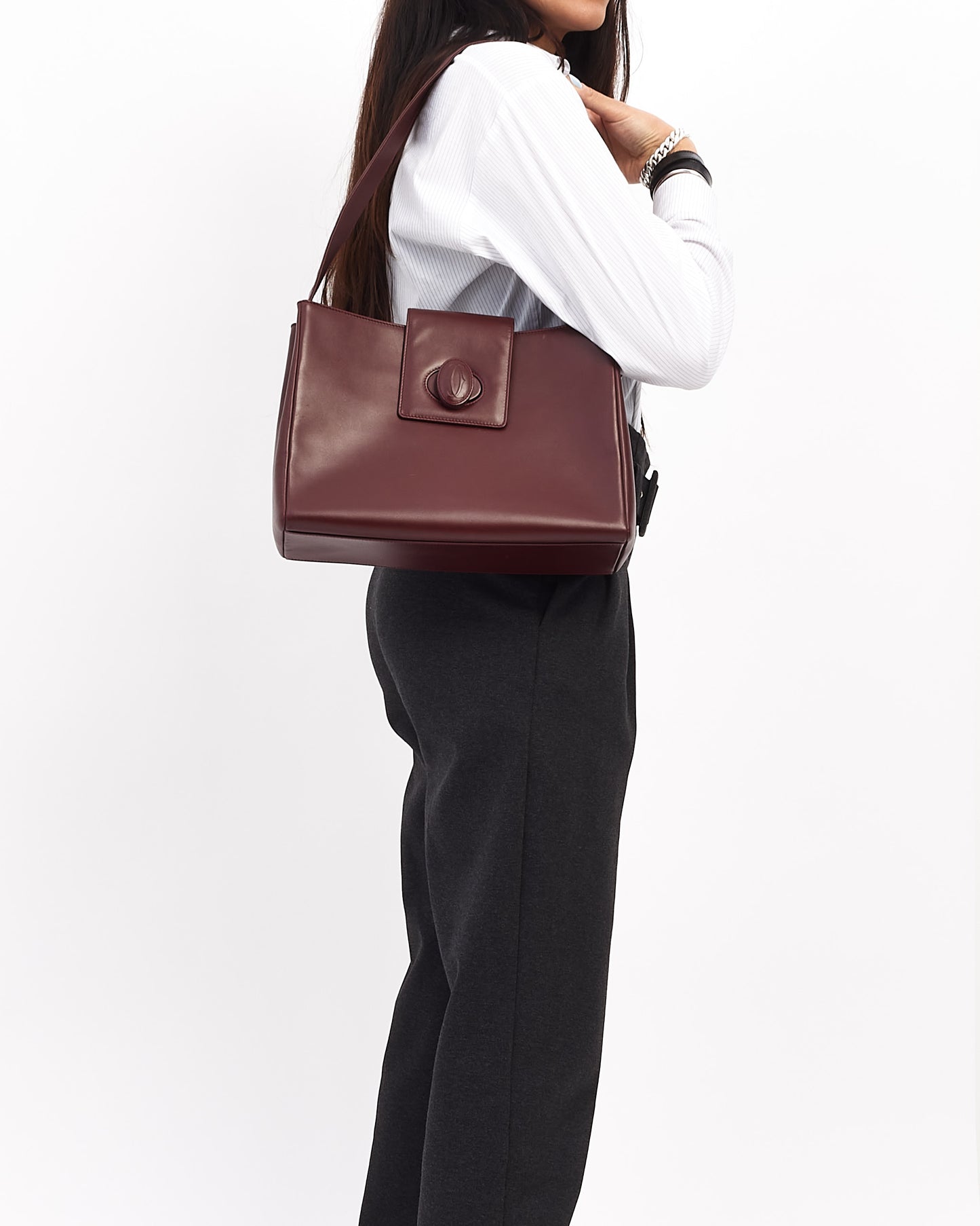 Cartier Burgundy Leather Must De Cartier Crossbody Bag